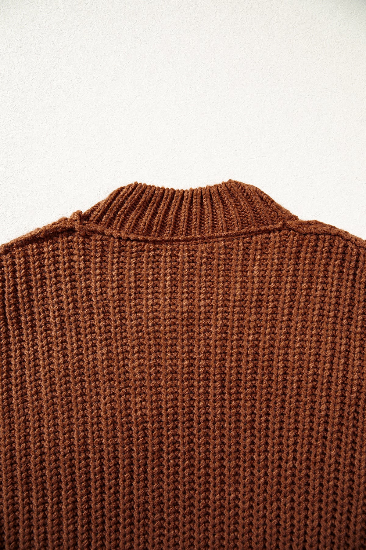 Solid Color Cable Knit High Neck Loose Pullover Sweater