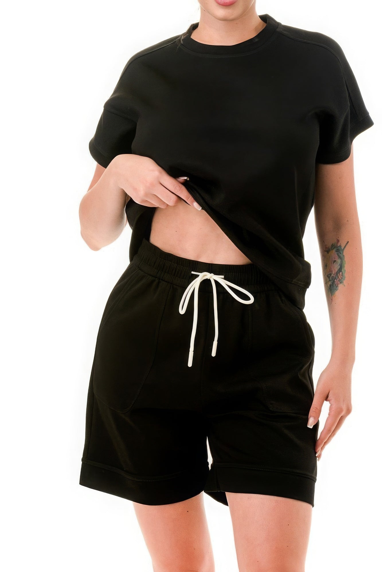 Air Cotton Monochrome Tee And Pajama Set
