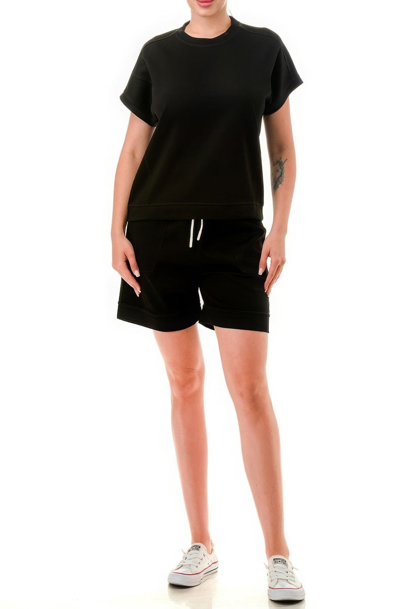 Air Cotton Monochrome Tee And Pajama Set