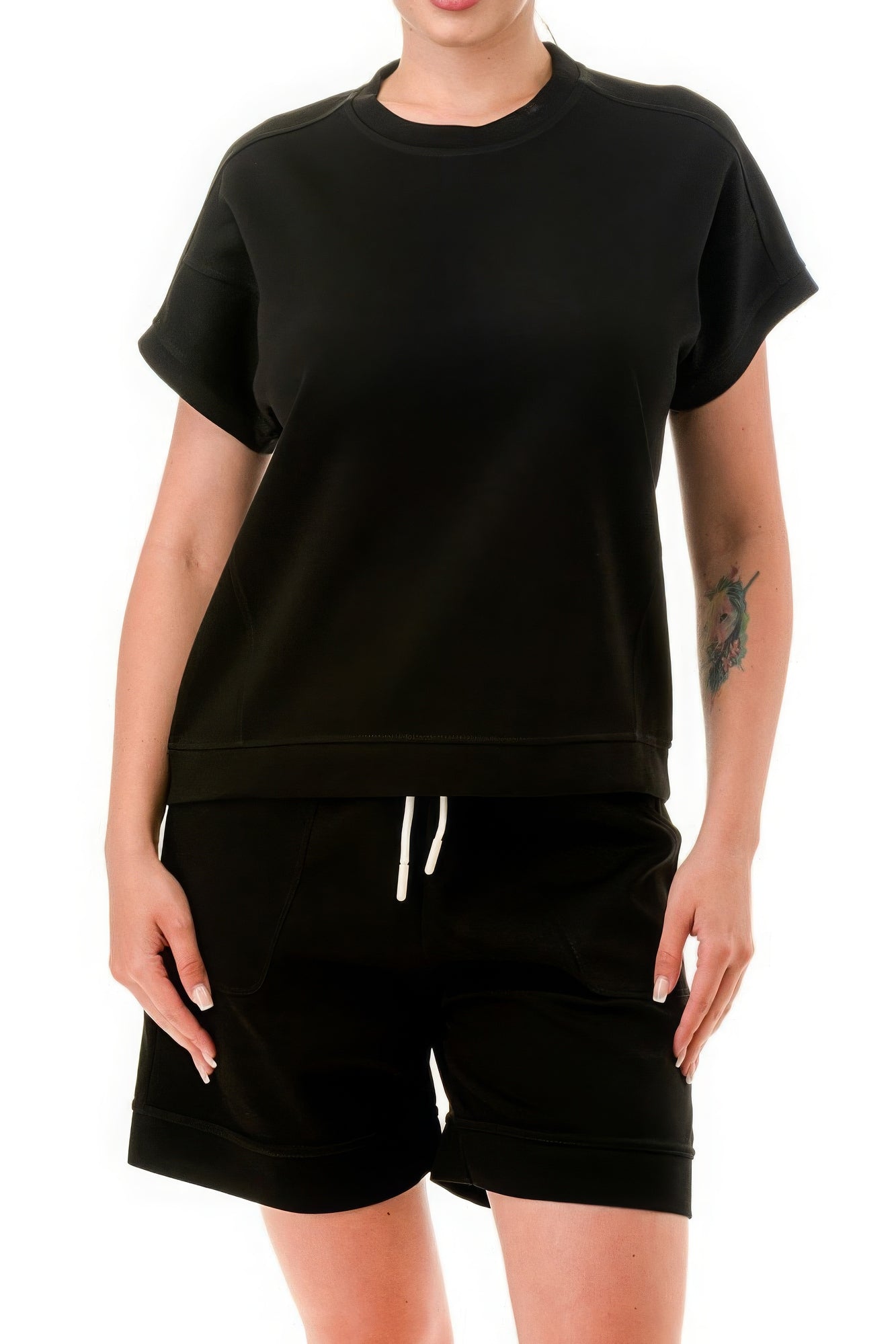 Air Cotton Monochrome Tee And Pajama Set