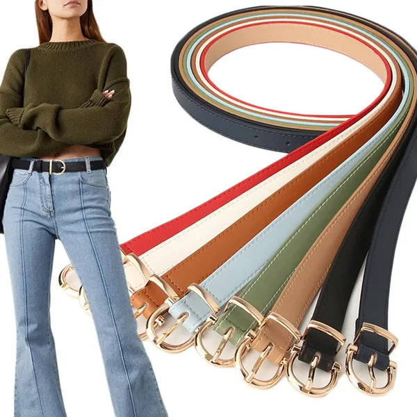 Luxury PU Leather Belt for Women Round Pin Buckle Belts High Quality Ladies Dress Jeans Strap Girls Waistband Adjustable Belts