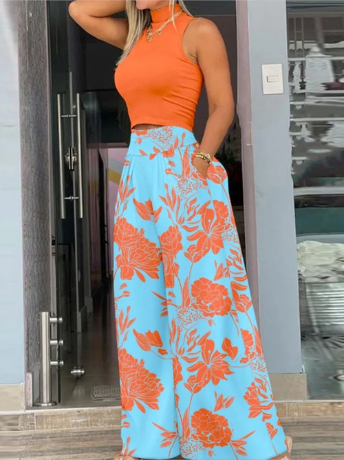 Wide leg sleeveless Top Set