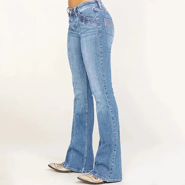 2024 Women's Jeans Slim Fit Slimming Bleached Bell-Bottom Pants Women Outdoor