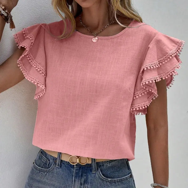 Solid Color Casual Slim Blouses For Women Fashion 2024 Summer Vintage Women's Shirts And Blouses Elegant Youth Female Tops