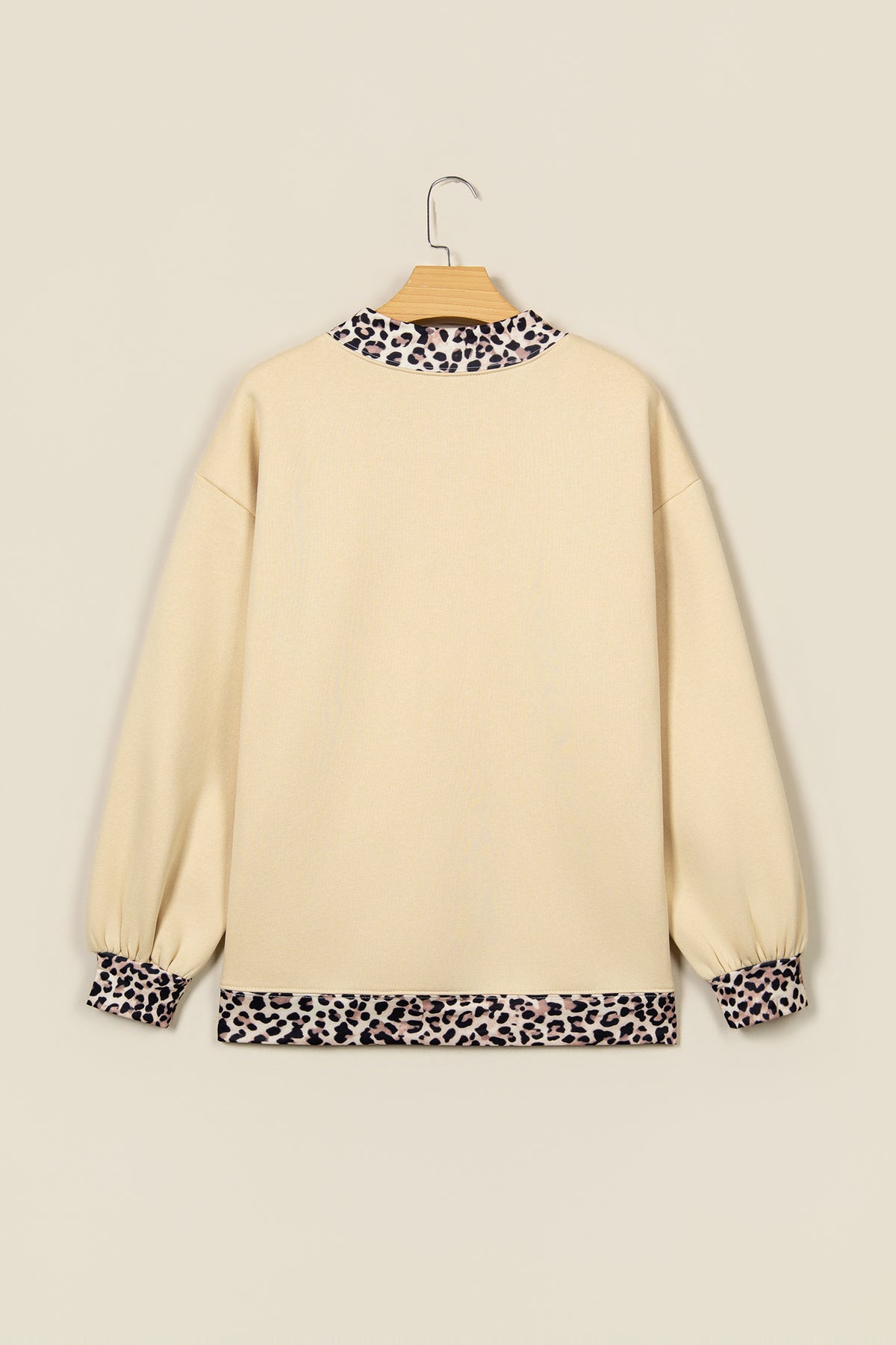 Coffee Polka Dot Trim High Neck BLESSED Letter Graphic Baggy Sweatshirt