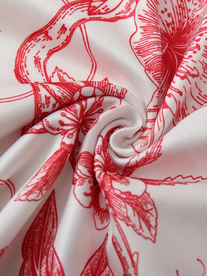Elegant All-Season Floral Pajama Set: