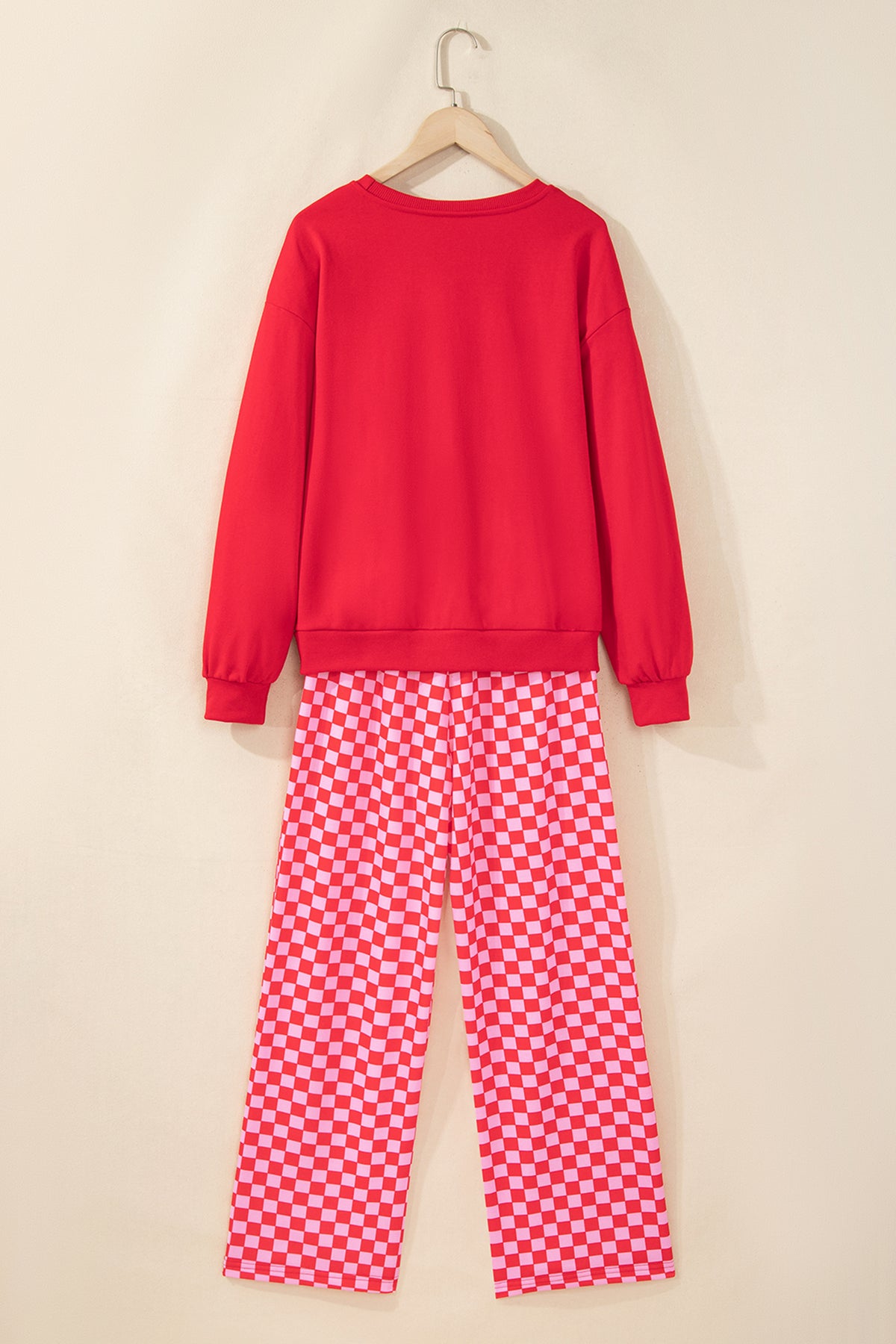 Christmas Slogan Graphic Plaid Two-piece Pant Set