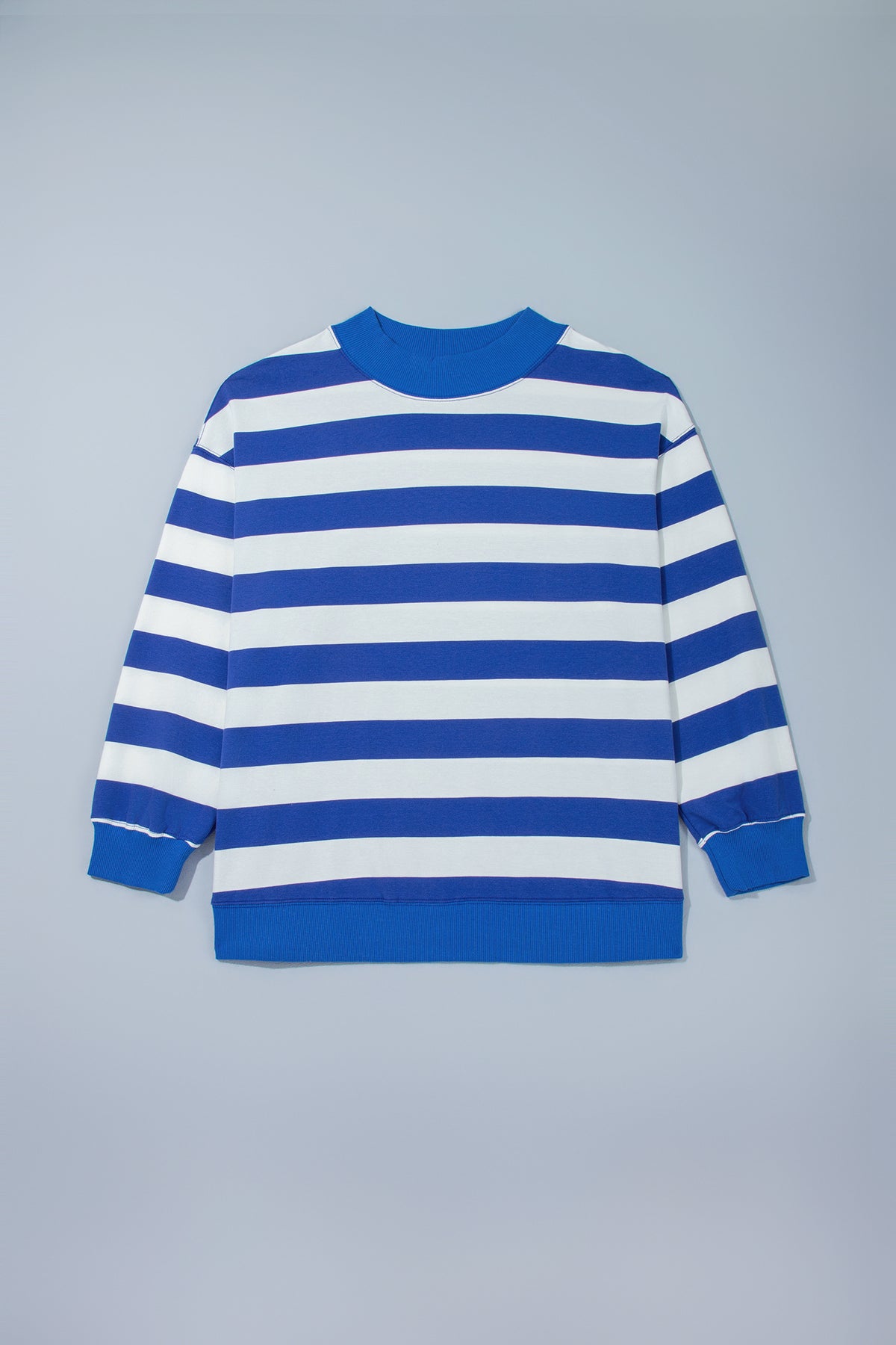 Plus Size Stripe Ribbed Trim  Sweatshirt