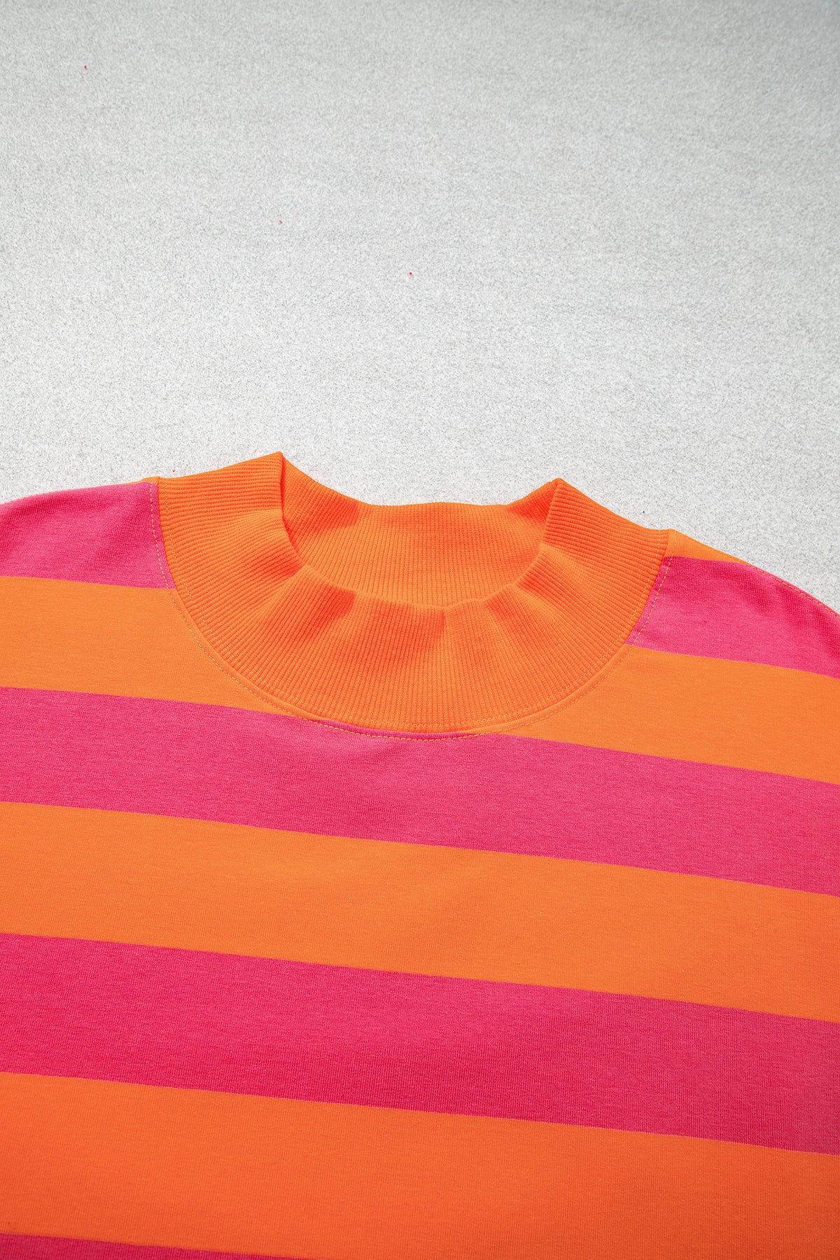 Plus Size Stripe Ribbed Trim  Sweatshirt