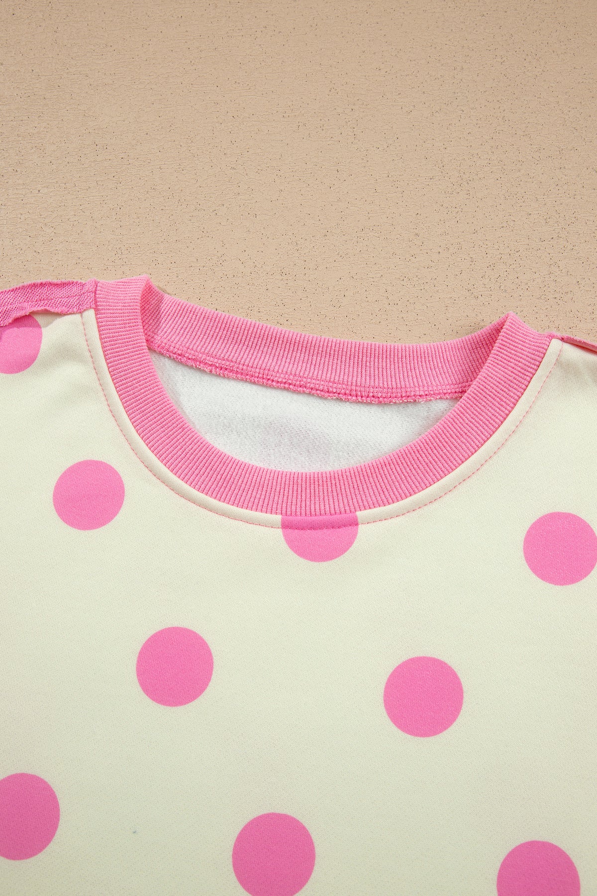 Blue Polka Dot Contrast Patchwork Round Neck Baggy Sweatshirt