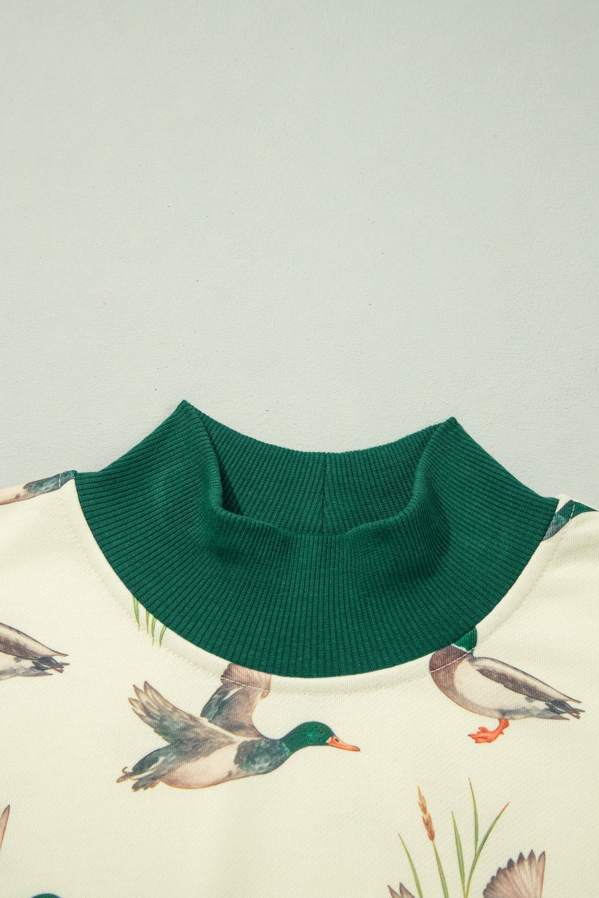 Multicolour Mallard Print Patchwork Colorblock High Neck Sweatshirt