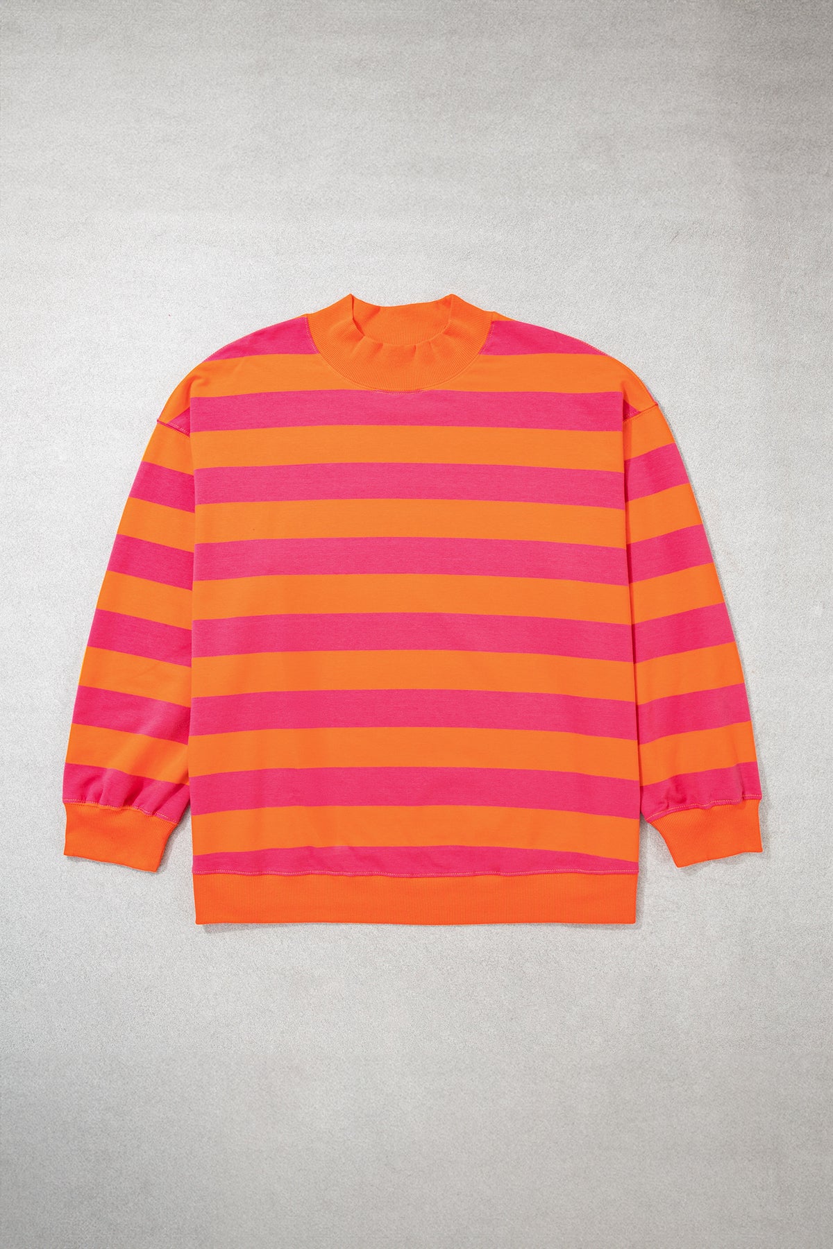 Plus Size Stripe Ribbed Trim  Sweatshirt