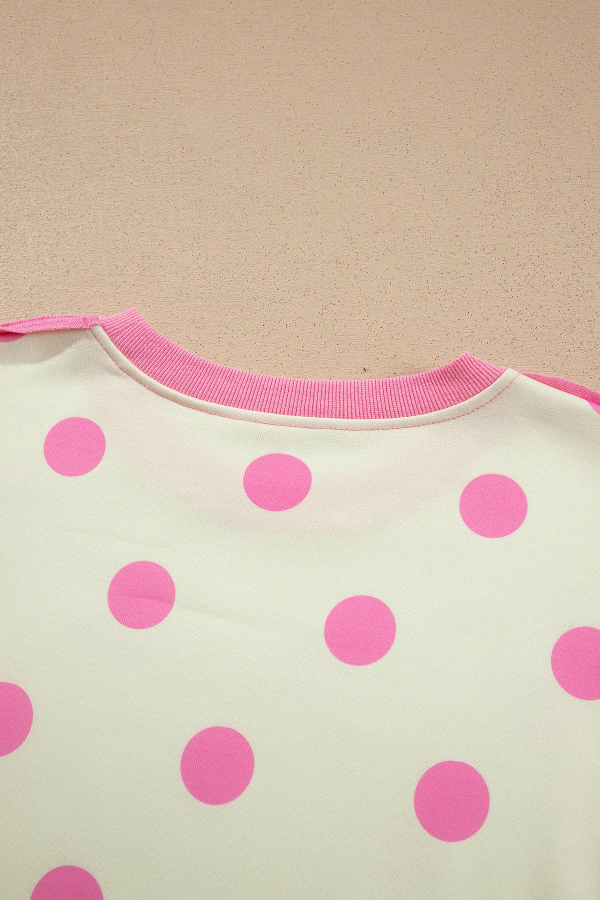 Blue Polka Dot Contrast Patchwork Round Neck Baggy Sweatshirt