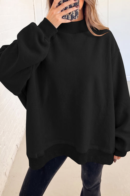 Reversible Oversized Mock-Neck Sweatshirt