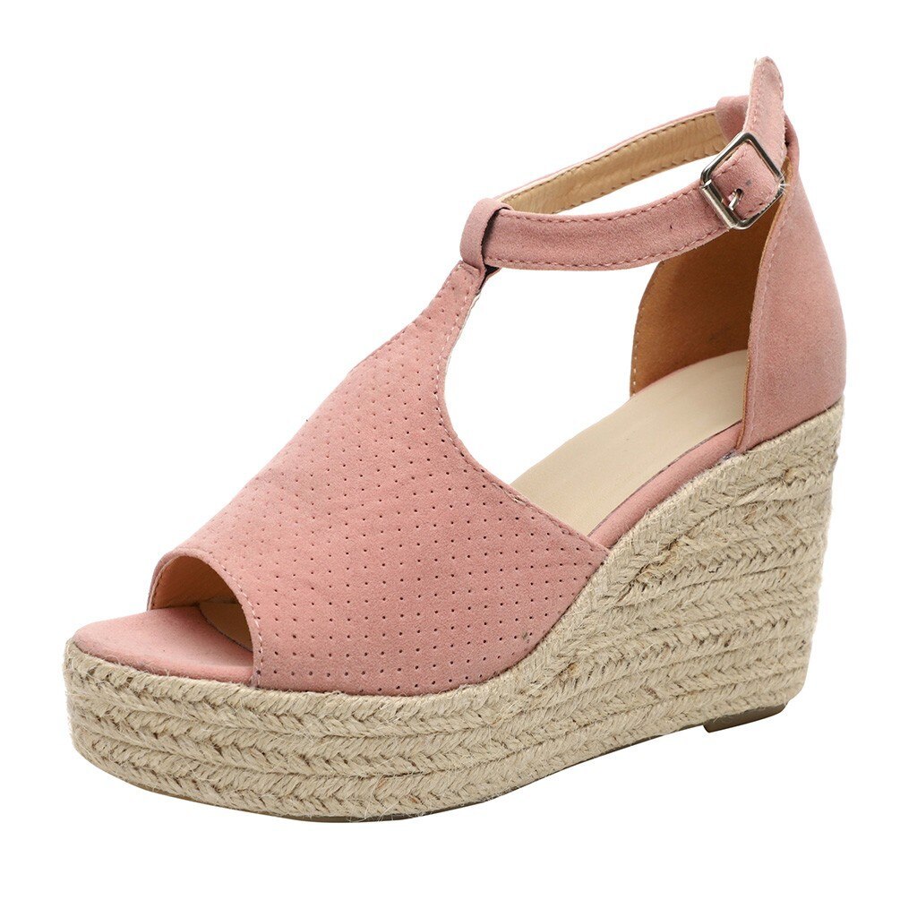 Straw wedge sandals