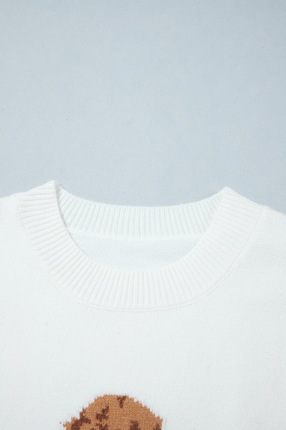White Cozy Dog Print Relaxed Sweater