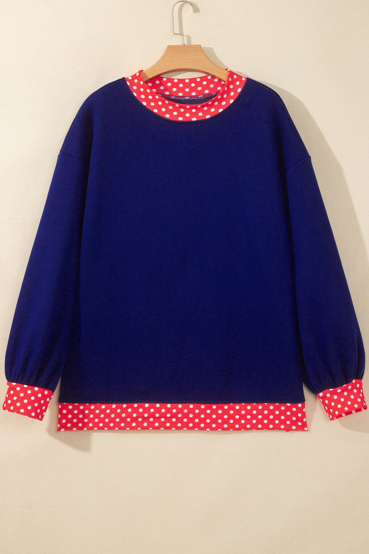 Colorblock Polka Dot Oversized Sweatshirt