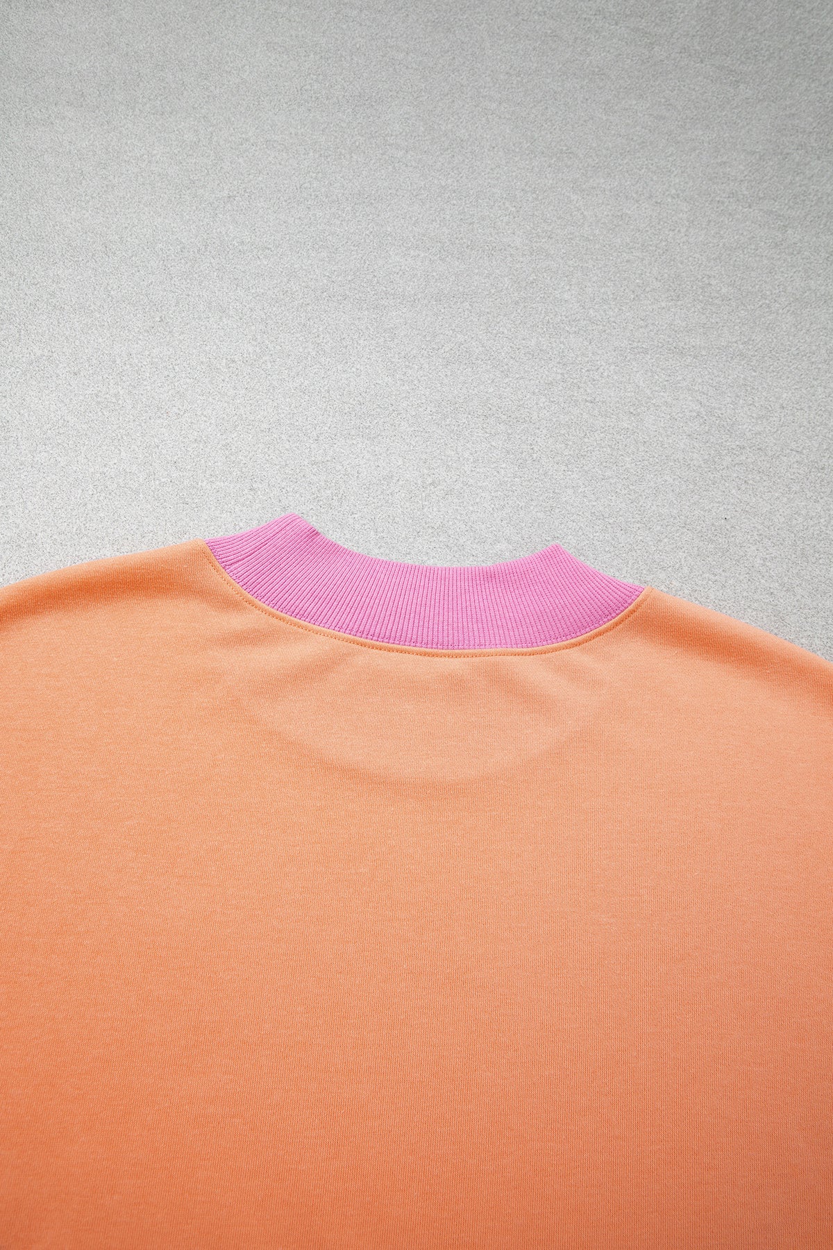 Grapefruit Orange Color Block Contrast Trim Plus Size Sweatshirt