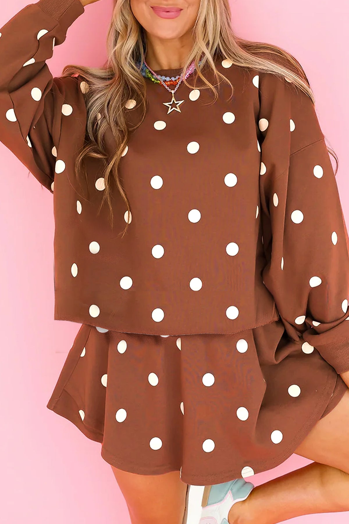 Polka Dot Pullover Skort Set