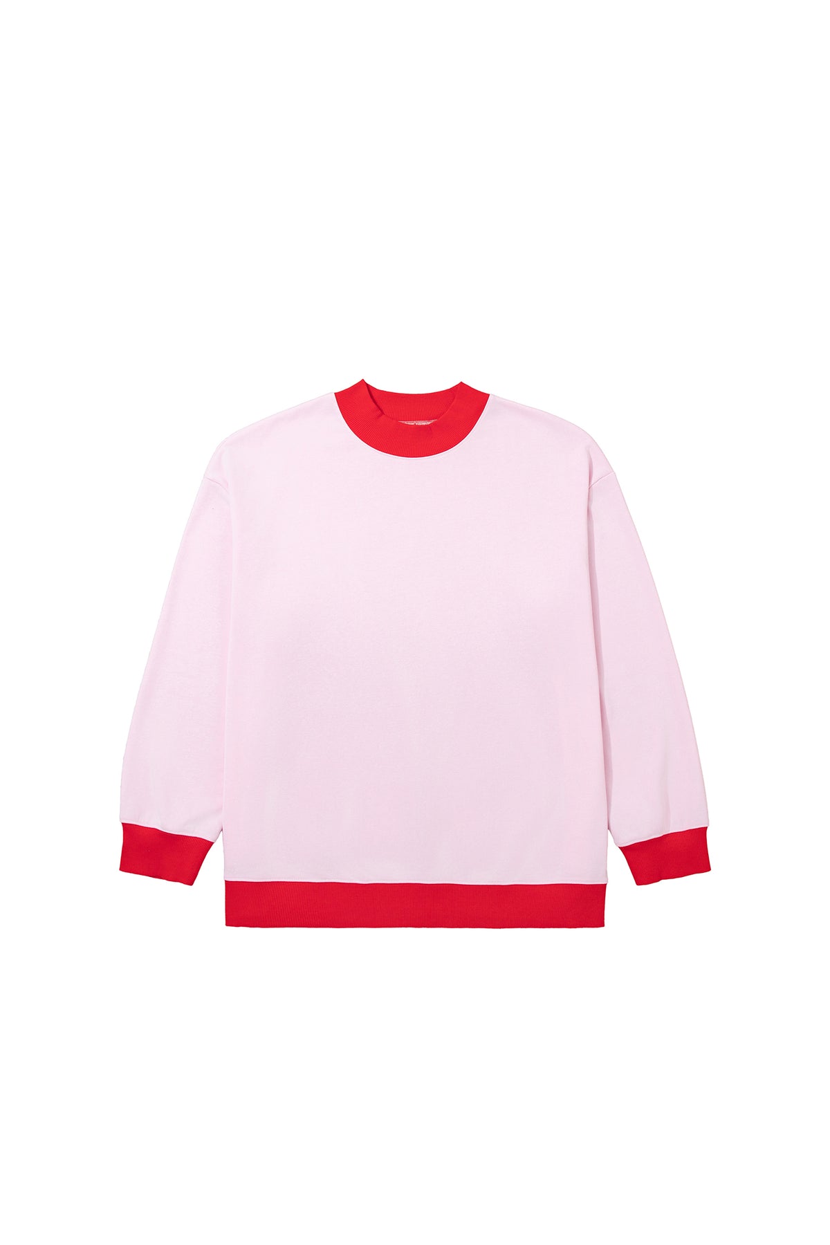 Grapefruit Orange Color Block Contrast Trim Plus Size Sweatshirt