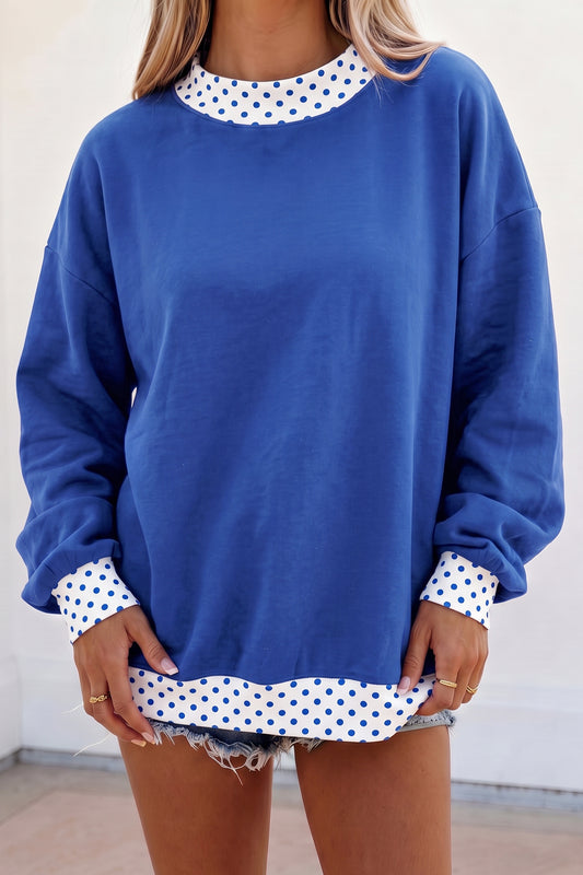 Colorblock Polka Dot Oversized Sweatshirt