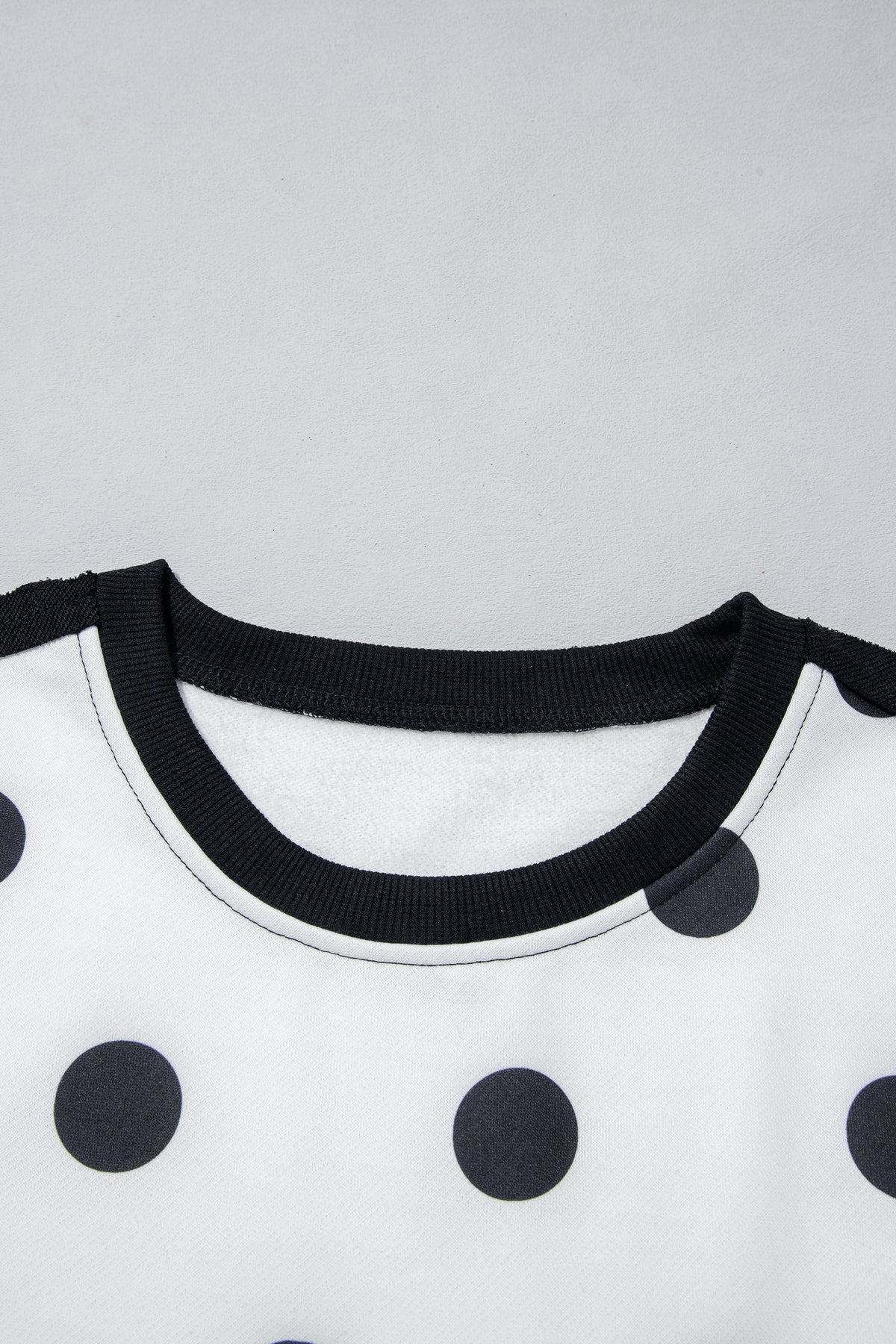 Blue Polka Dot Contrast Patchwork Round Neck Baggy Sweatshirt