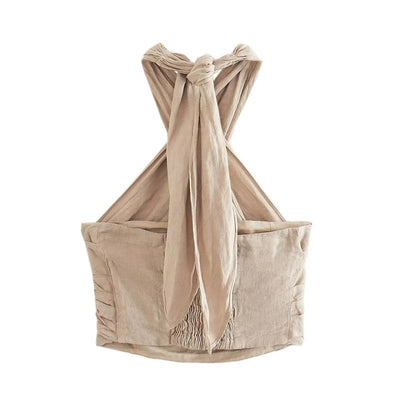 Women's Simple Fashion All-match Halter Linen Vest Top