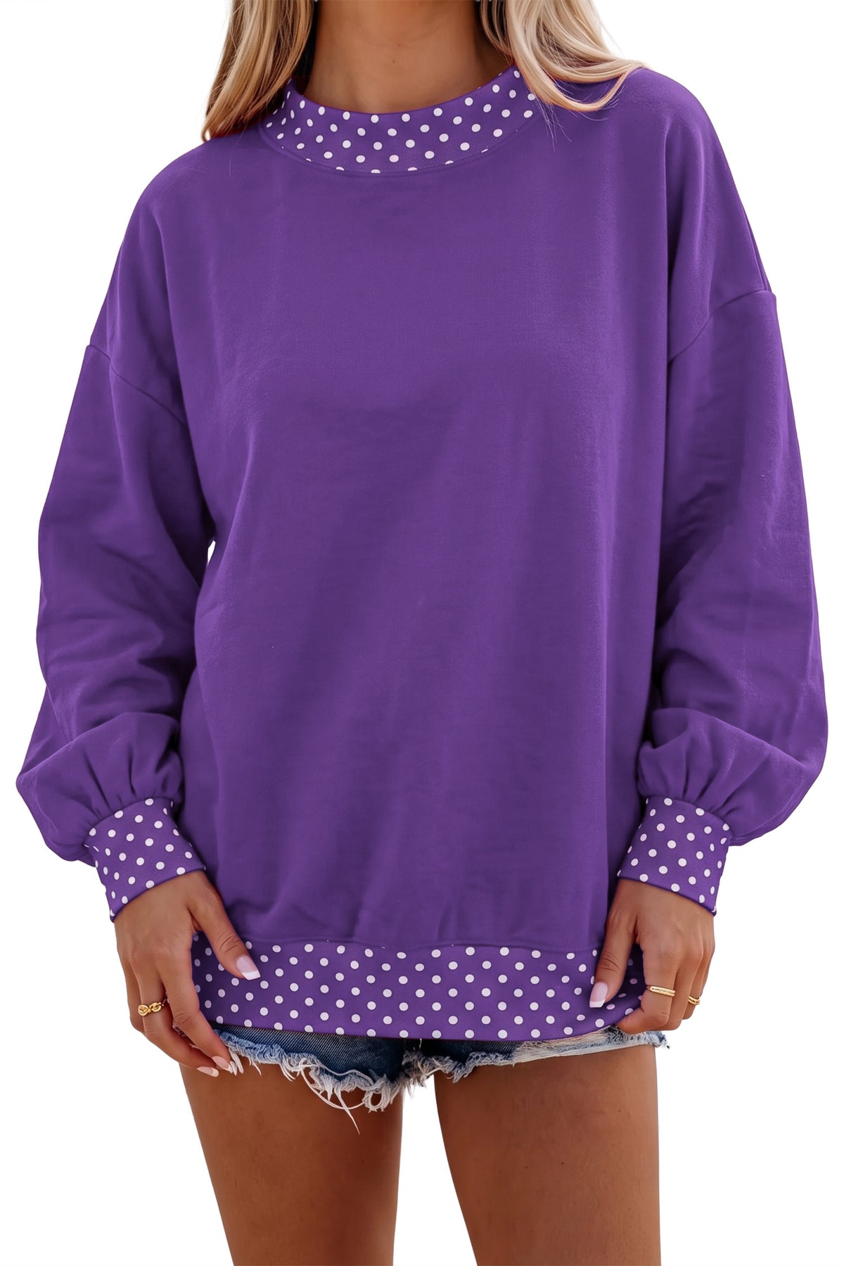 Colorblock Polka Dot Oversized Sweatshirt