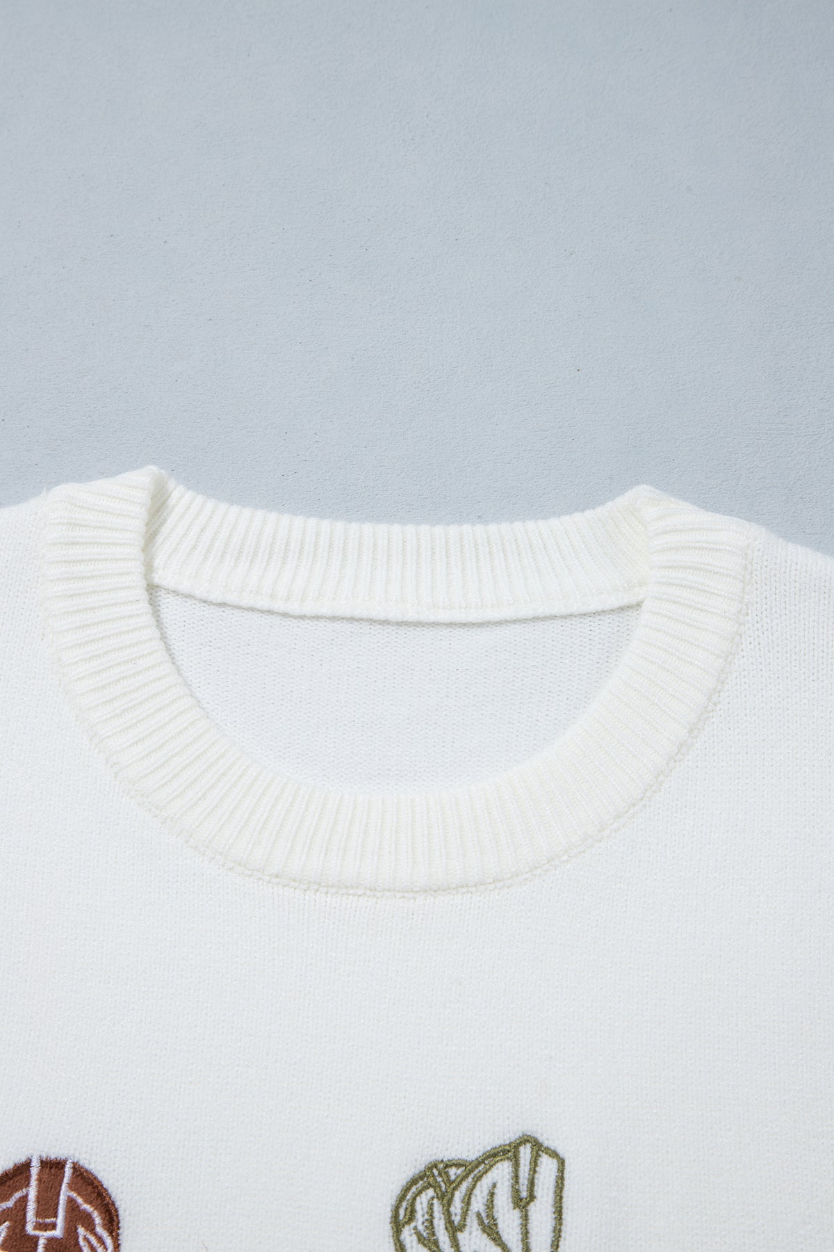 White Embroidered Cowboy Boots Sweater