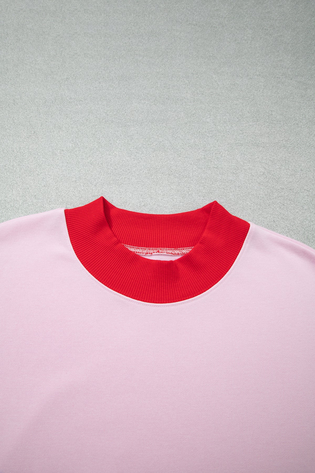 Grapefruit Orange Color Block Contrast Trim Plus Size Sweatshirt