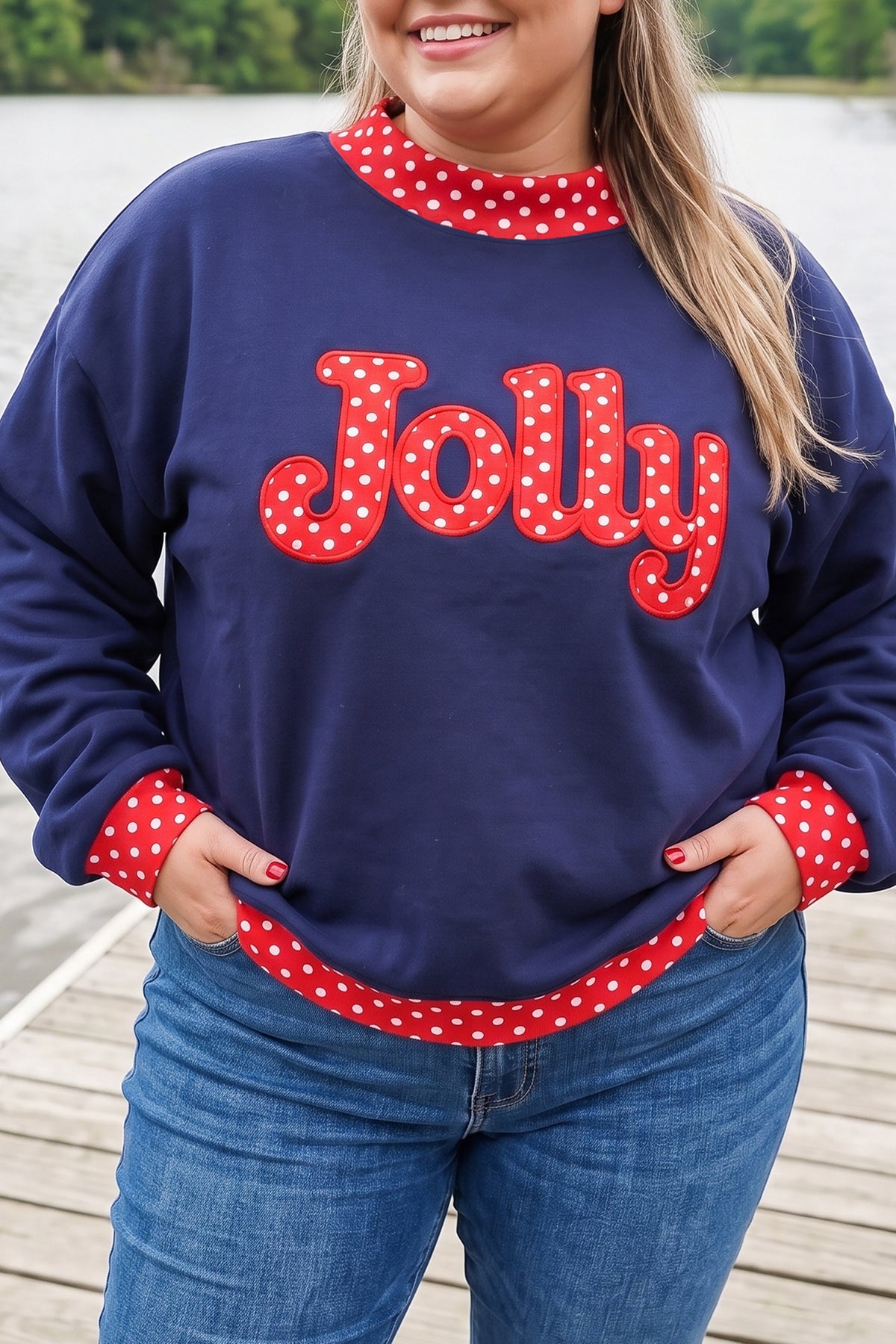 Fiery Red Casual Polka Dot Patchwork Letter Graphic Plus Size Sweatshirt