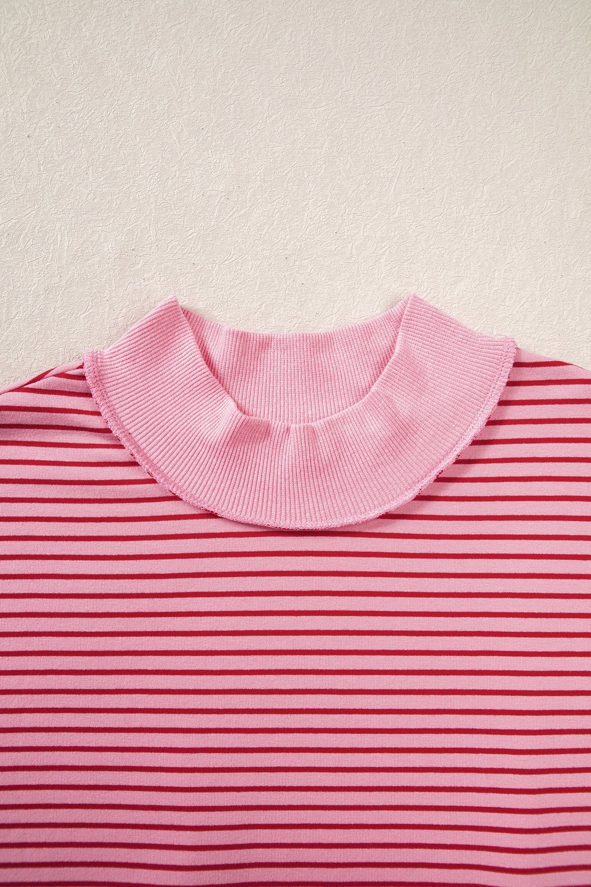 Striped Colorblock Mock-Neck Sweatshirt