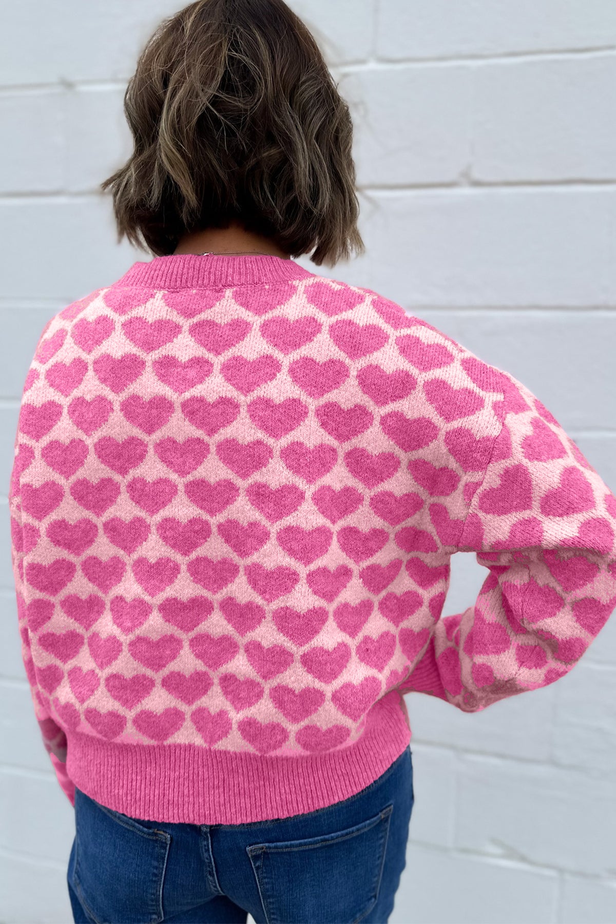 Pink Heart Button-Front Cardigan
