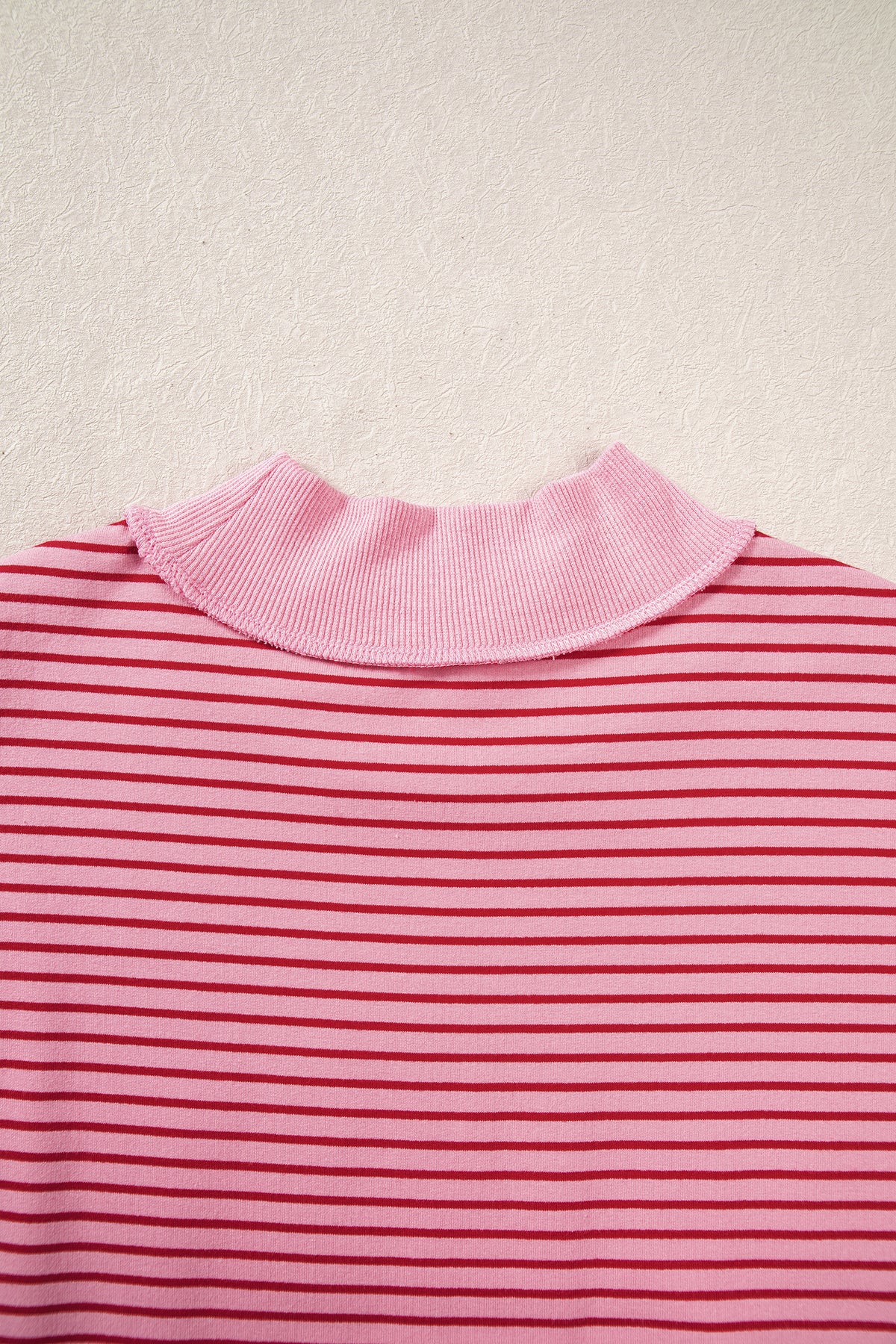 Striped Colorblock Mock-Neck Sweatshirt