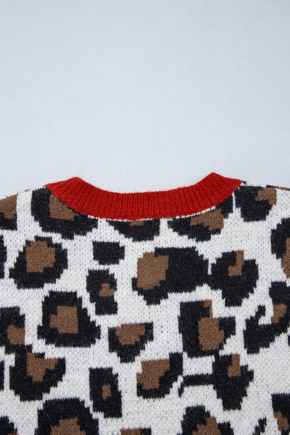 White Leopard & Striped Sleeve Button Cardigan