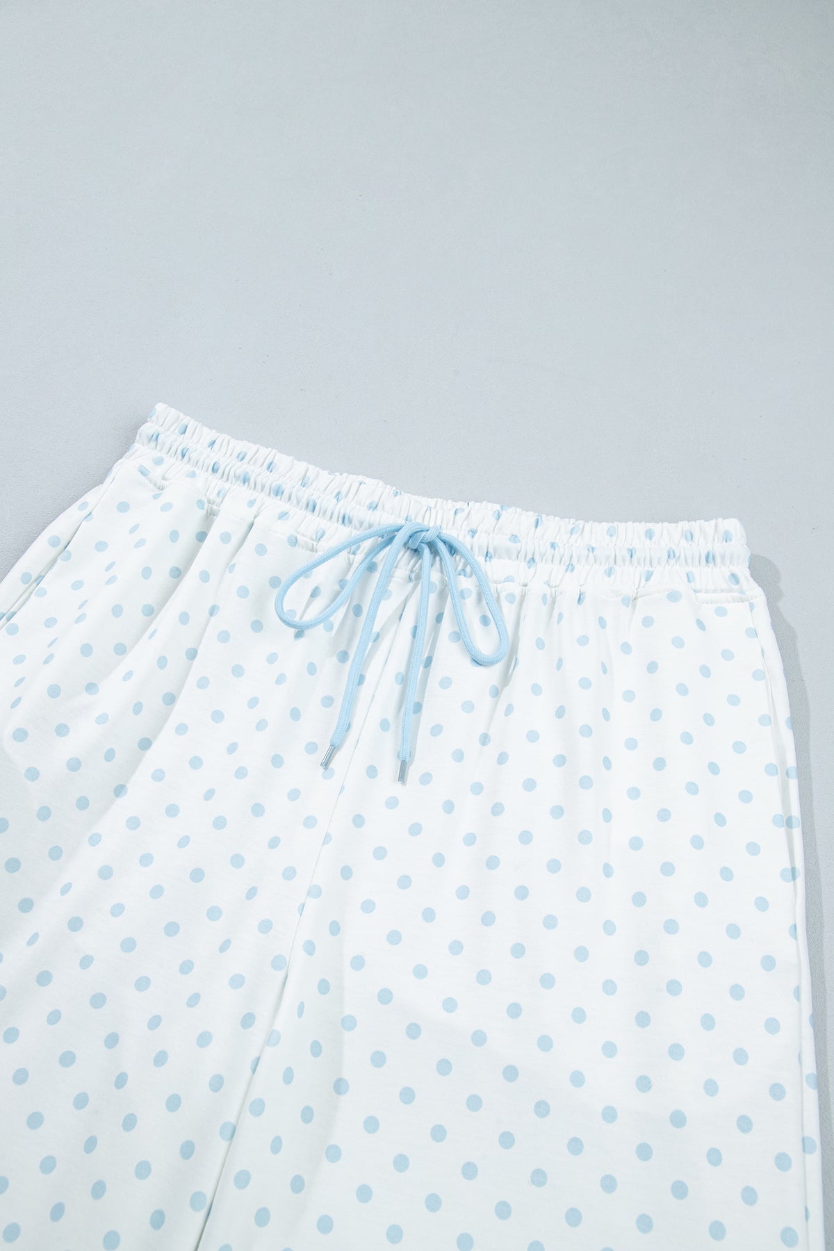 Green Polka Dot Patchwork Colorblock Long Sleeve Casual Two Piece Pants Set