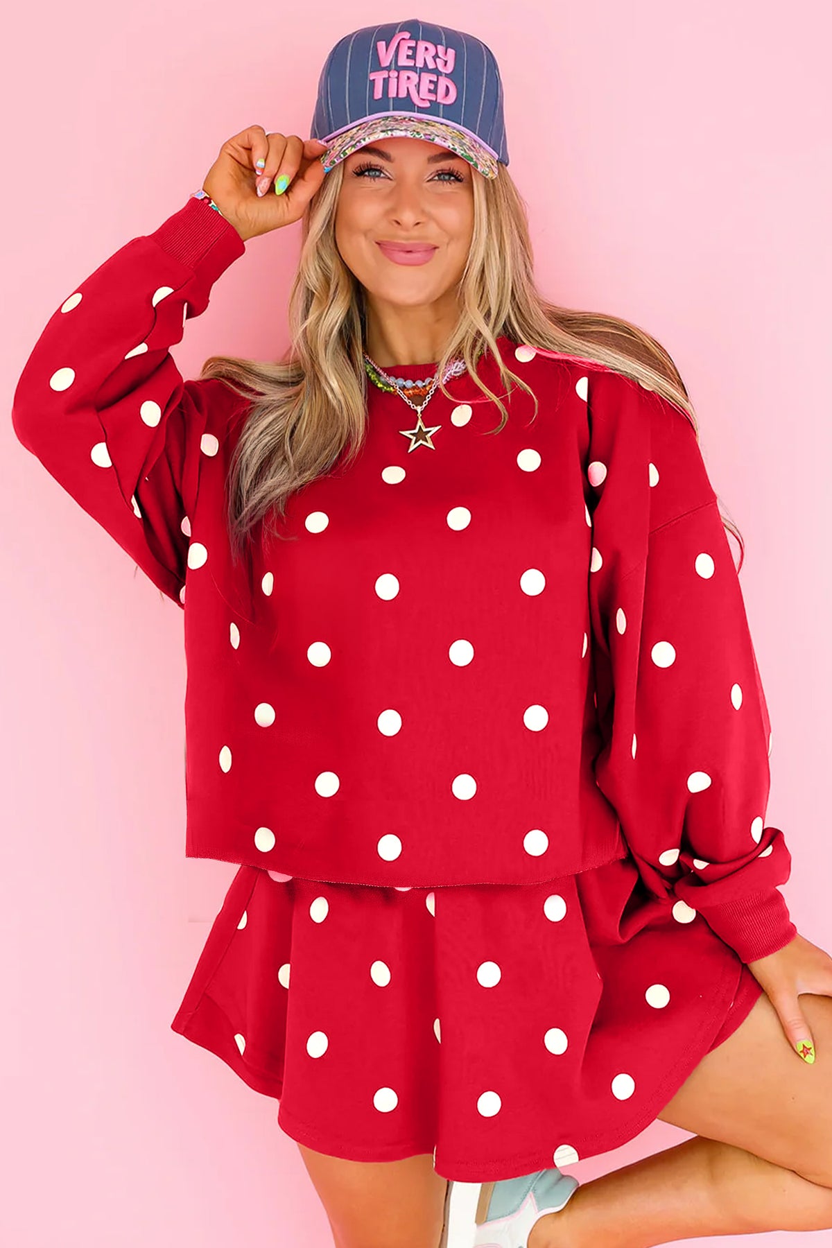 Polka Dot Pullover Skort Set