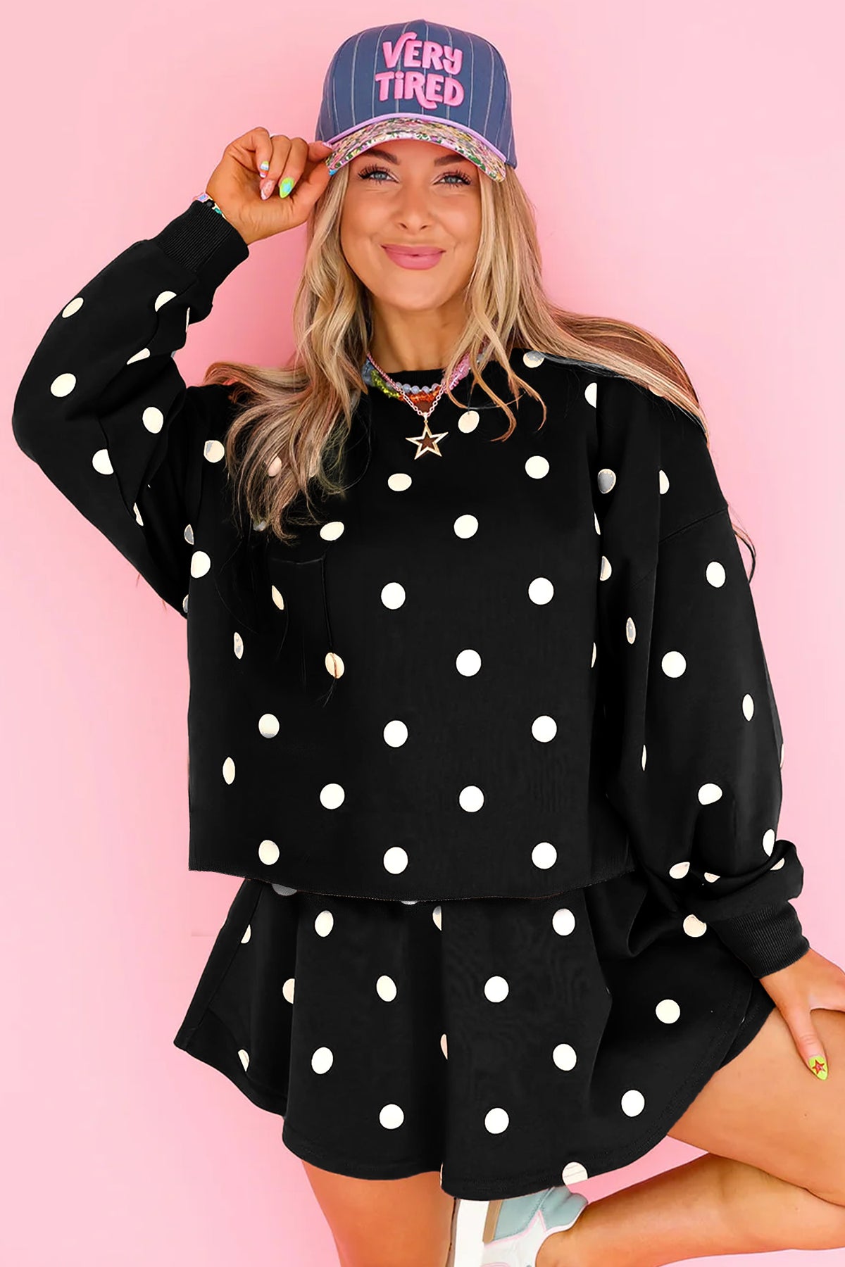 Polka Dot Pullover Skort Set