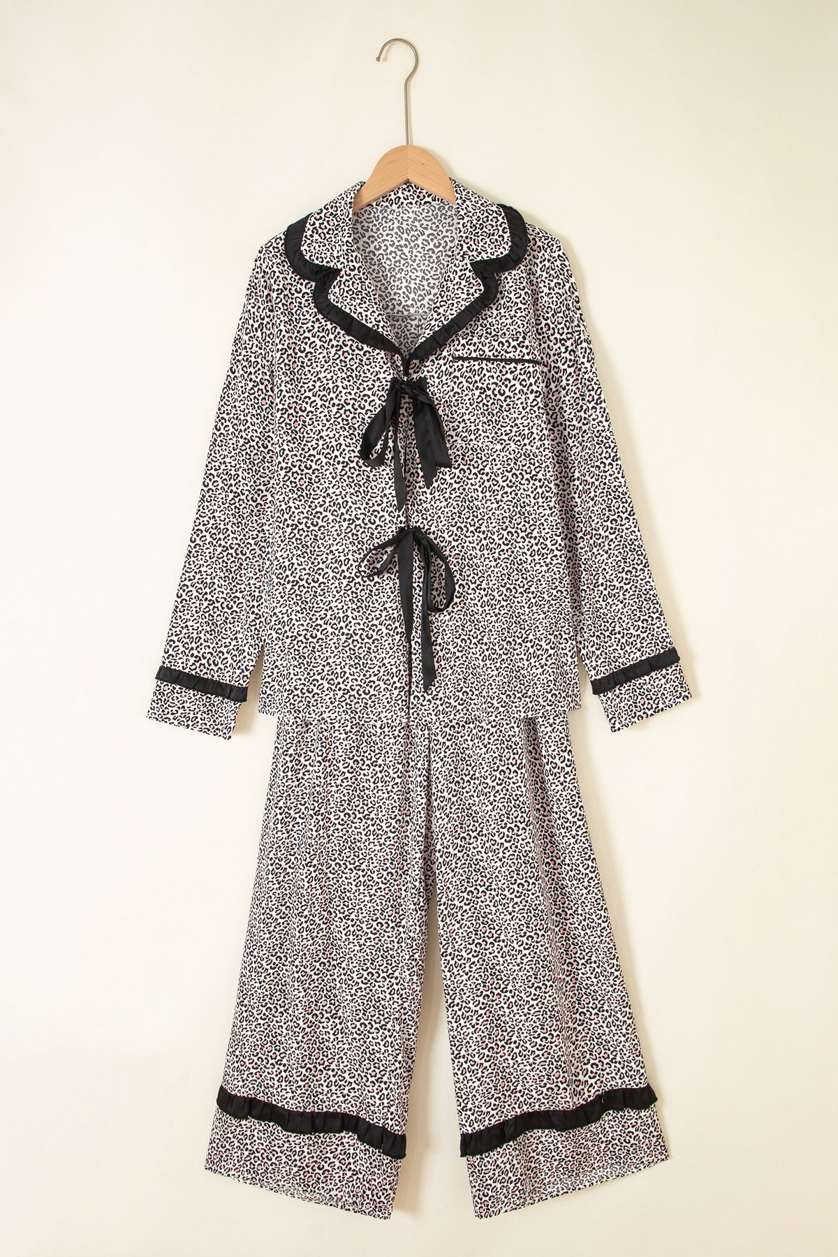 Brown Leopard Print Bow-Detail Lounge Set