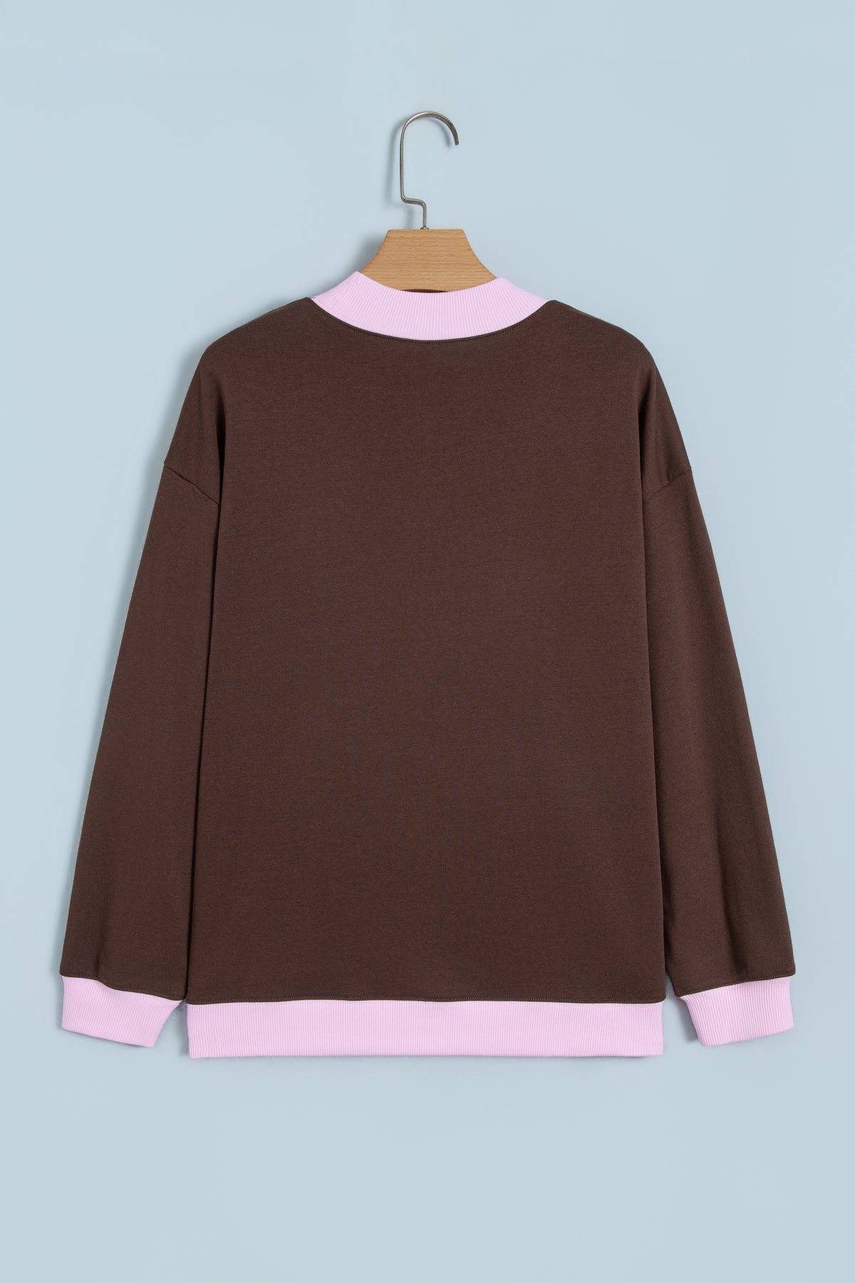 Coffee Polka Dot Letter Graphic Colorblock Tunic Sweatshirt