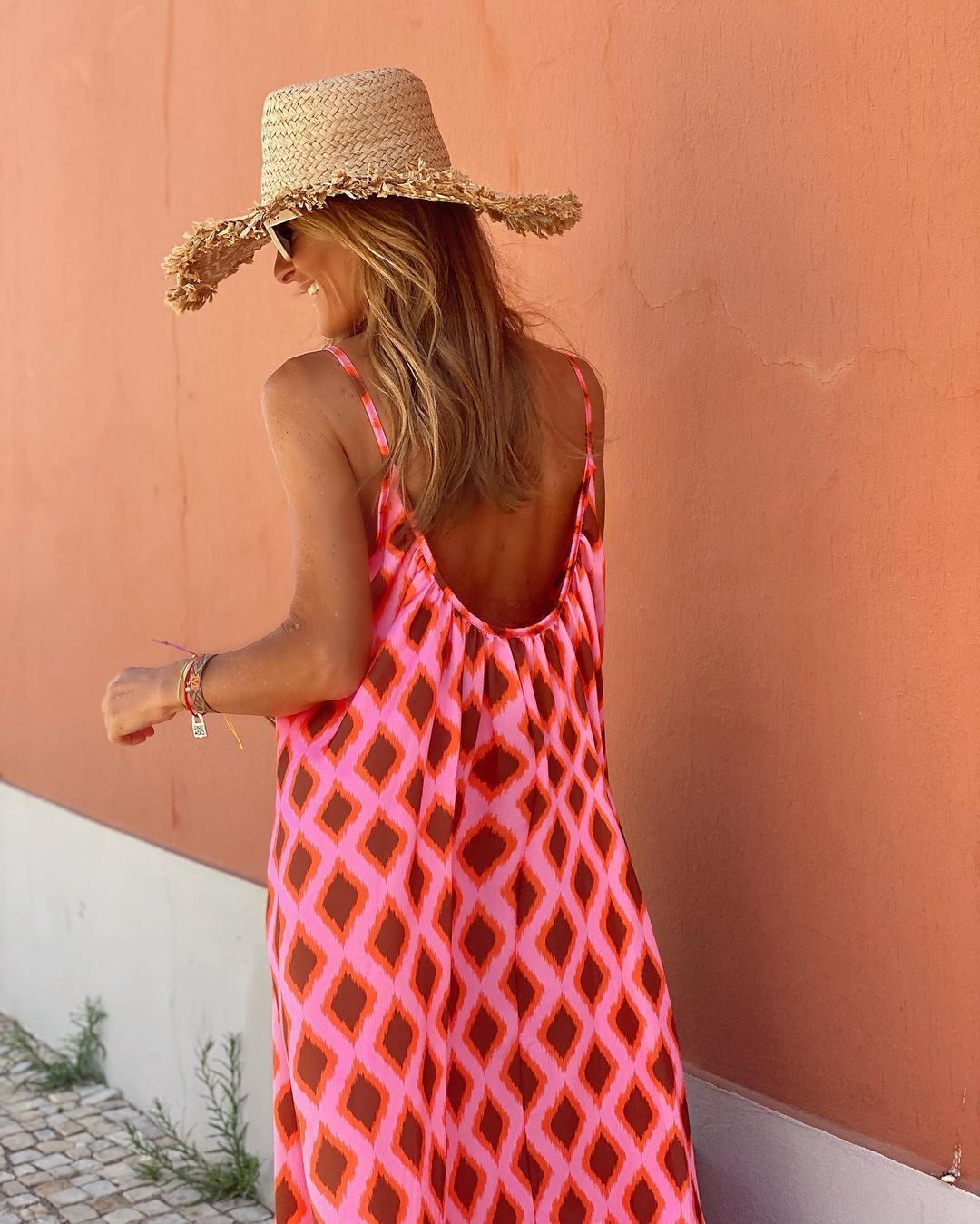 European And American New Strapless Round Neck Backless Retro Bohemian Dress