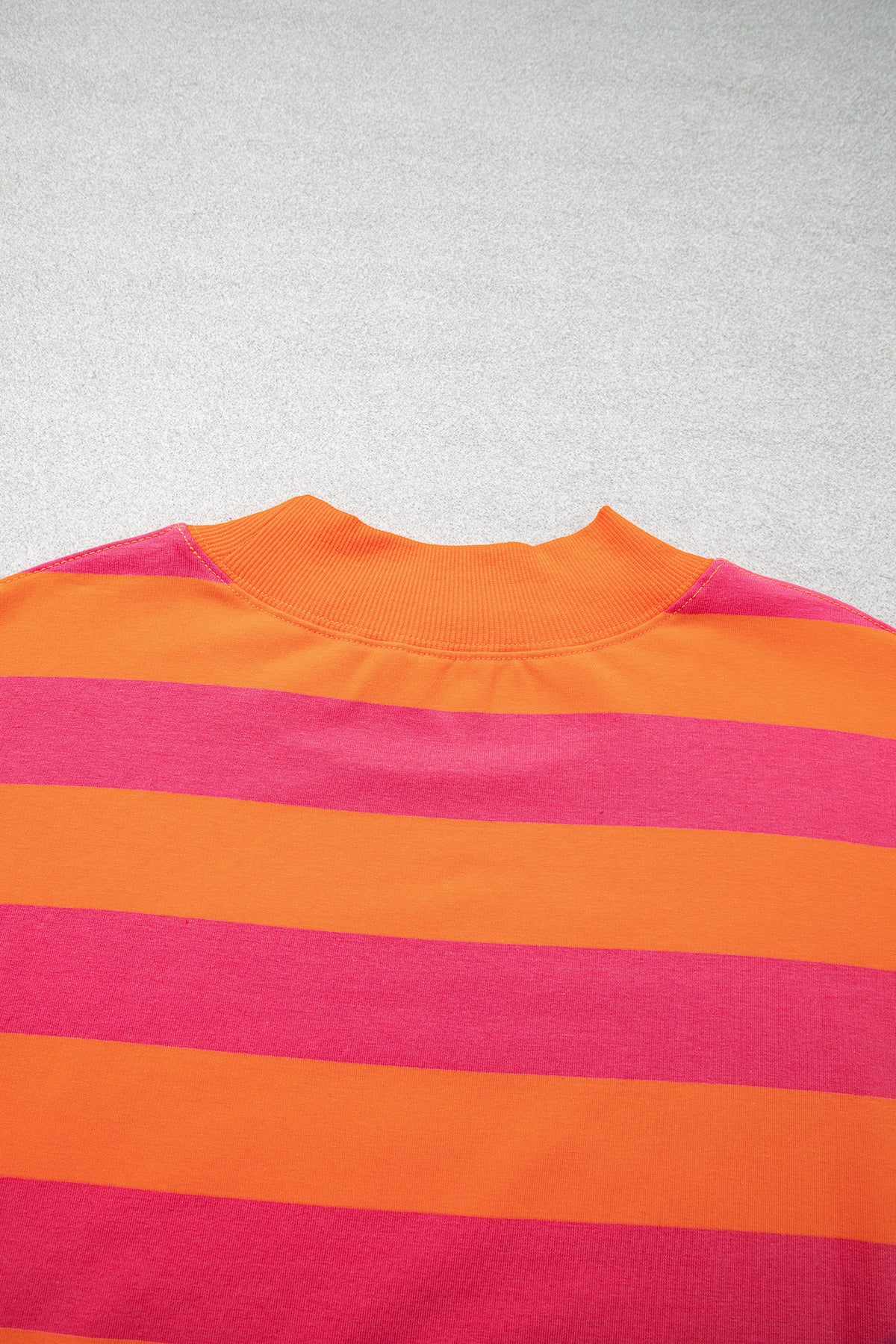 Plus Size Stripe Ribbed Trim  Sweatshirt