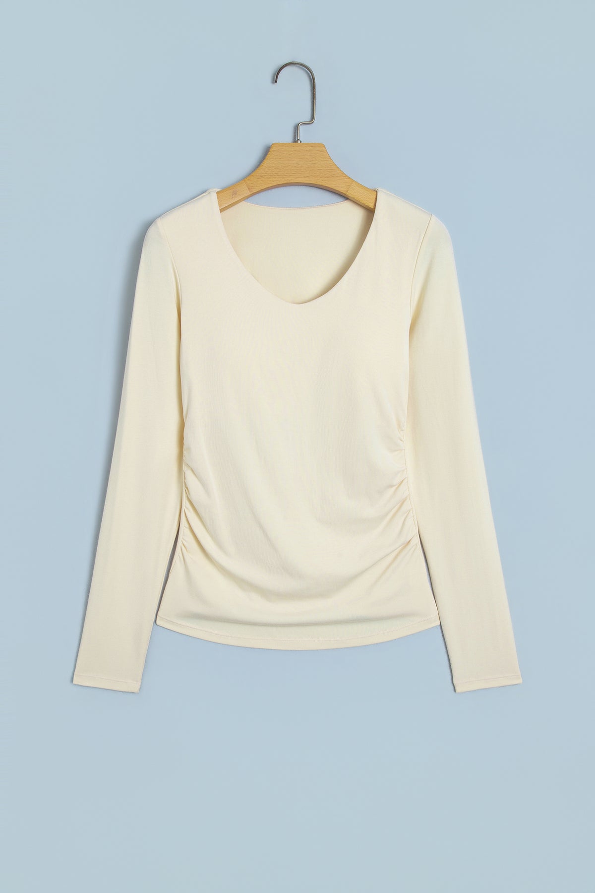 V-Neck Long-Sleeve Top with Built-In Bra