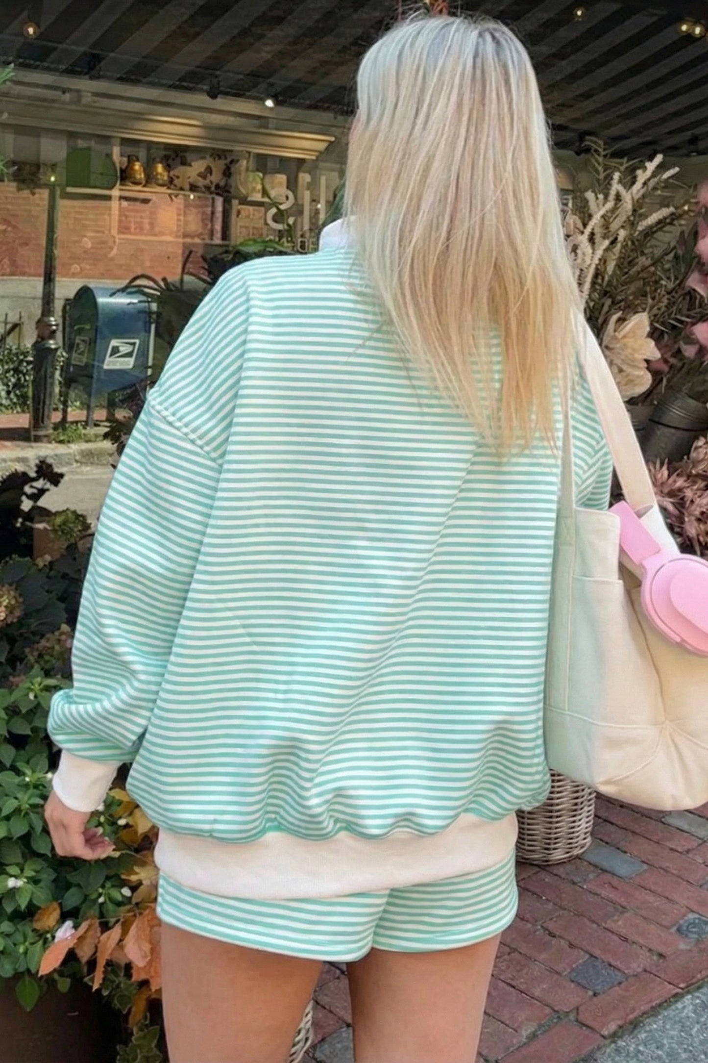 Oversize Mock Neck Sweatshirt and Shorts Set