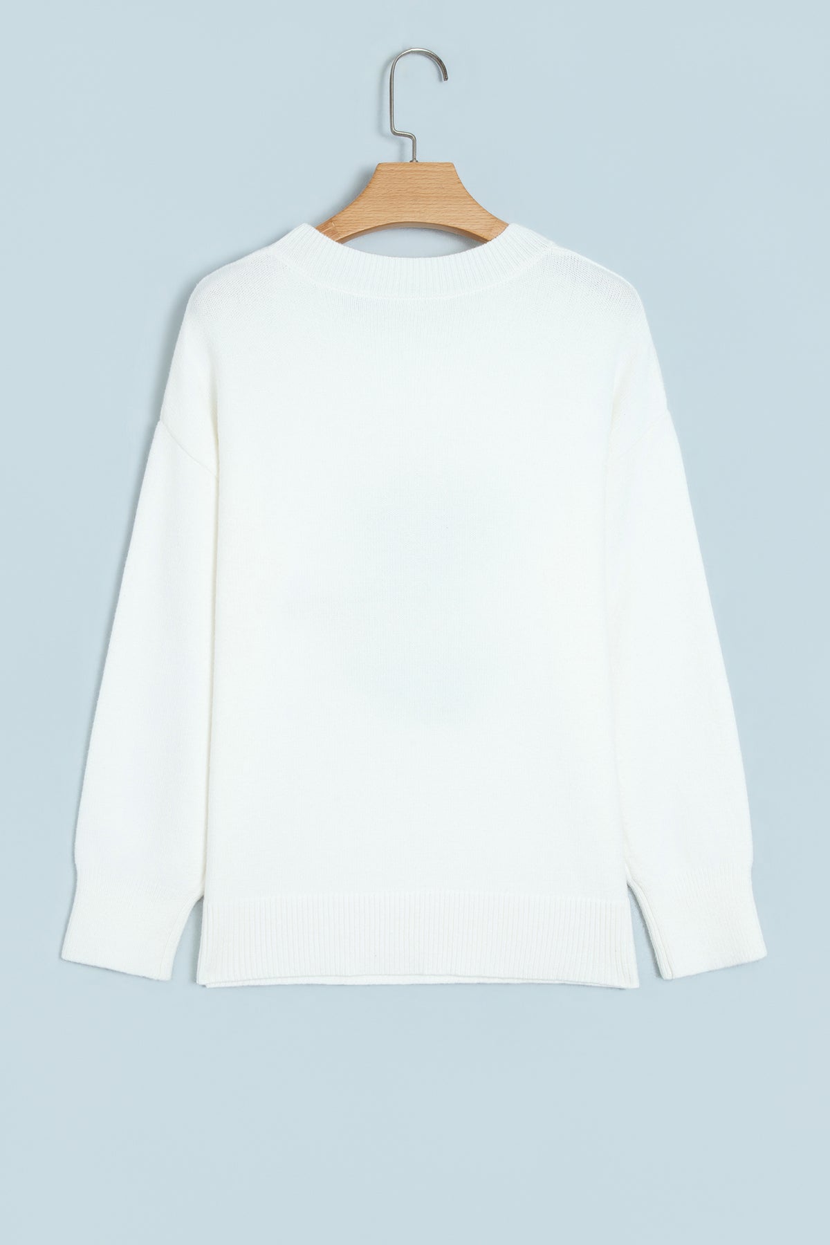 White Cozy Dog Print Relaxed Sweater