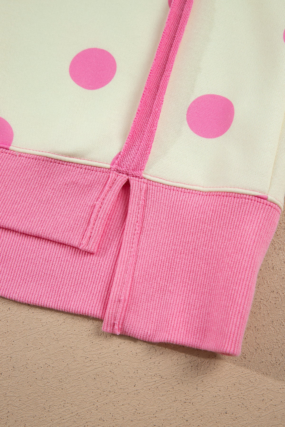 Blue Polka Dot Contrast Patchwork Round Neck Baggy Sweatshirt