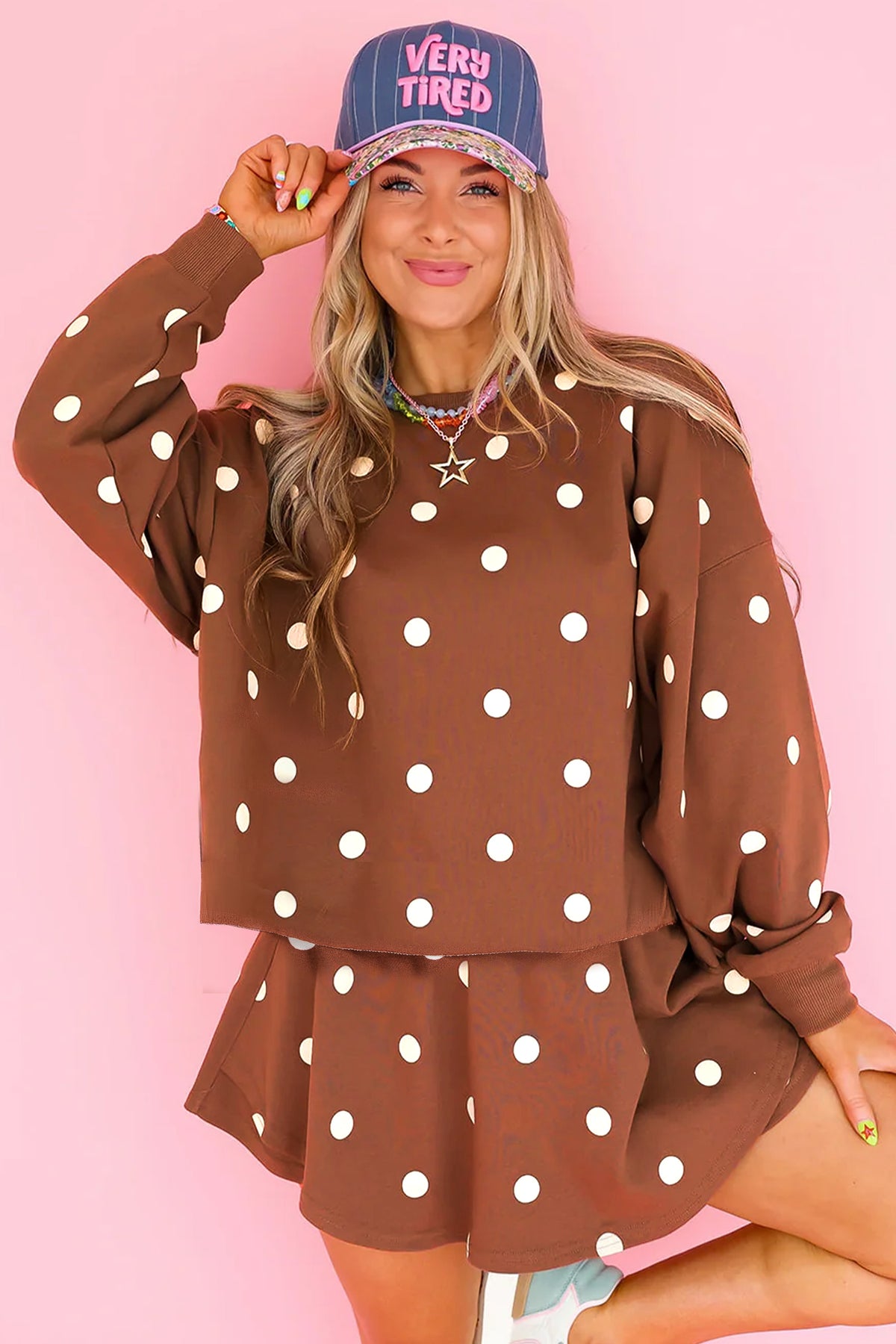 Polka Dot Pullover Skort Set