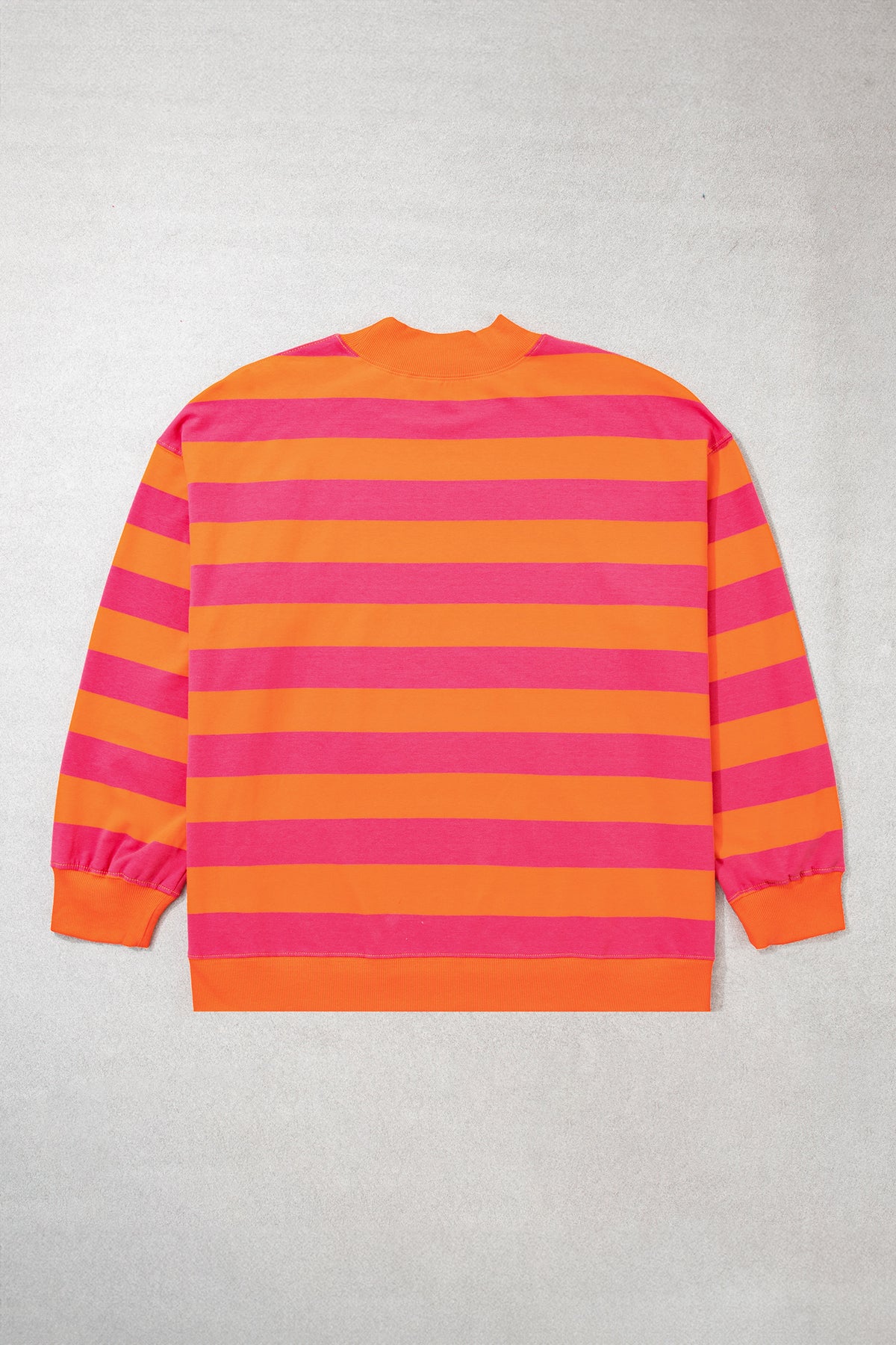 Plus Size Stripe Ribbed Trim  Sweatshirt