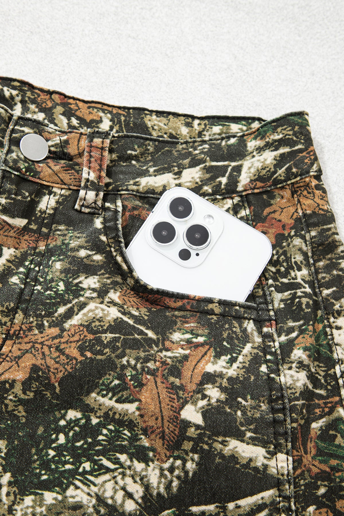 Western Woodland Camouflage Straight Leg Shift Jeans