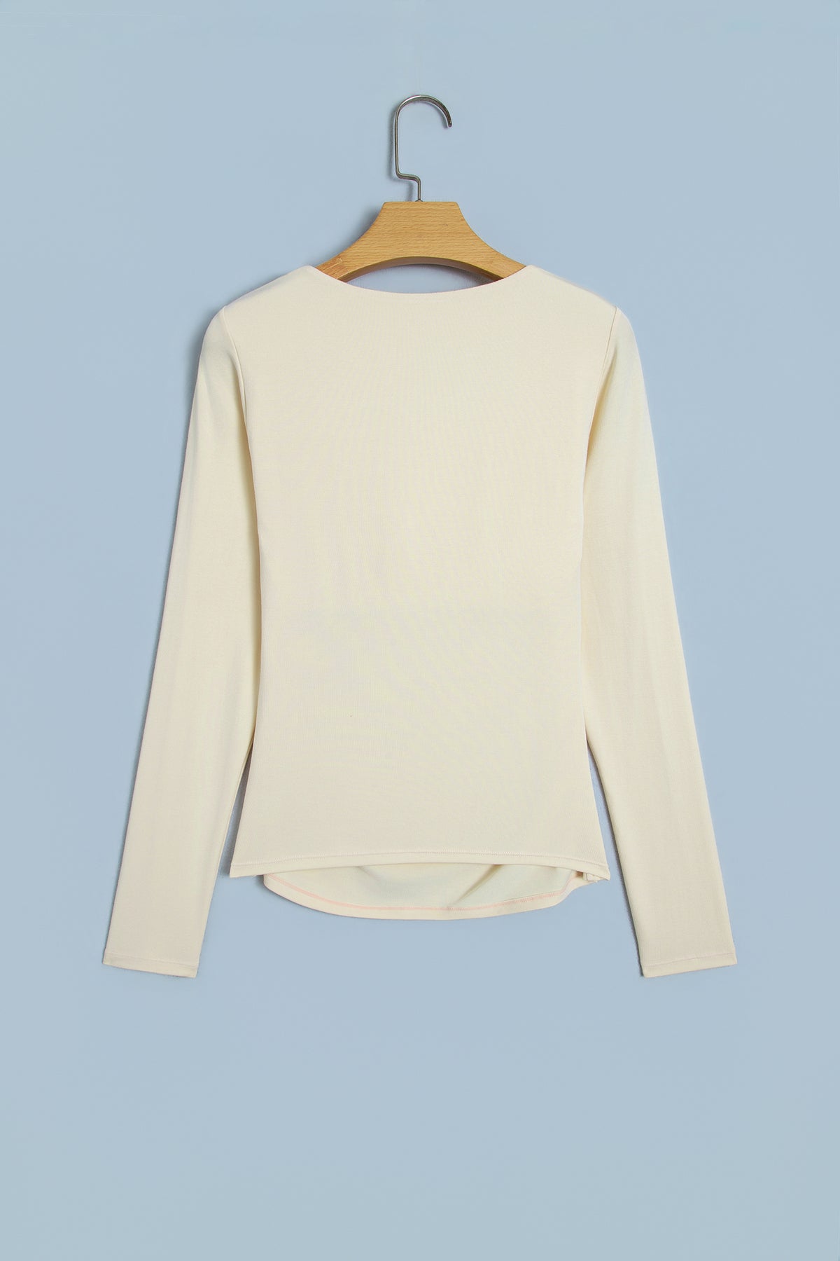 V-Neck Long-Sleeve Top with Built-In Bra